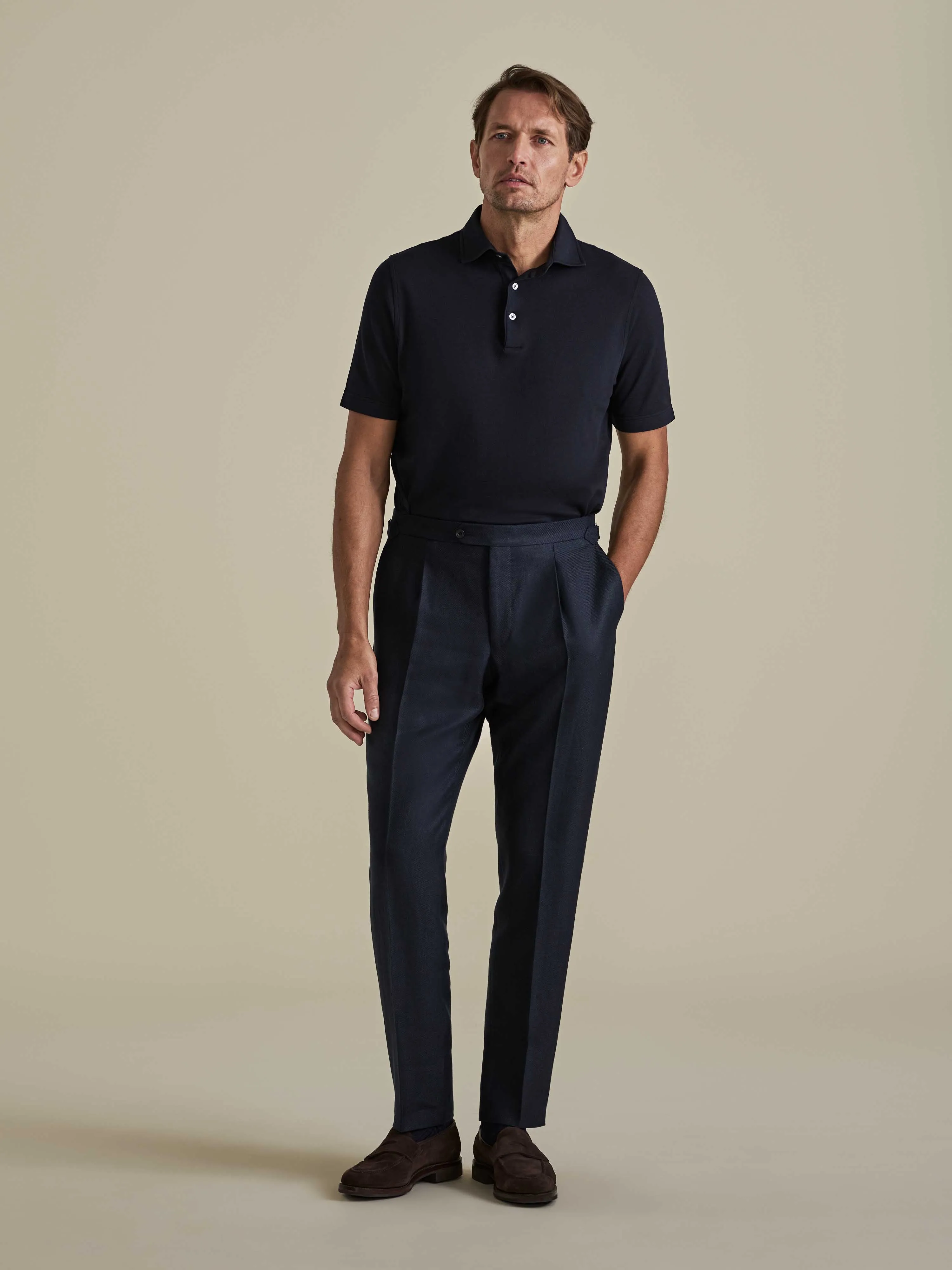 Linen Wool Single Pleat Tailored Trousers sold by Thom Sweeney product image thumbnail 3