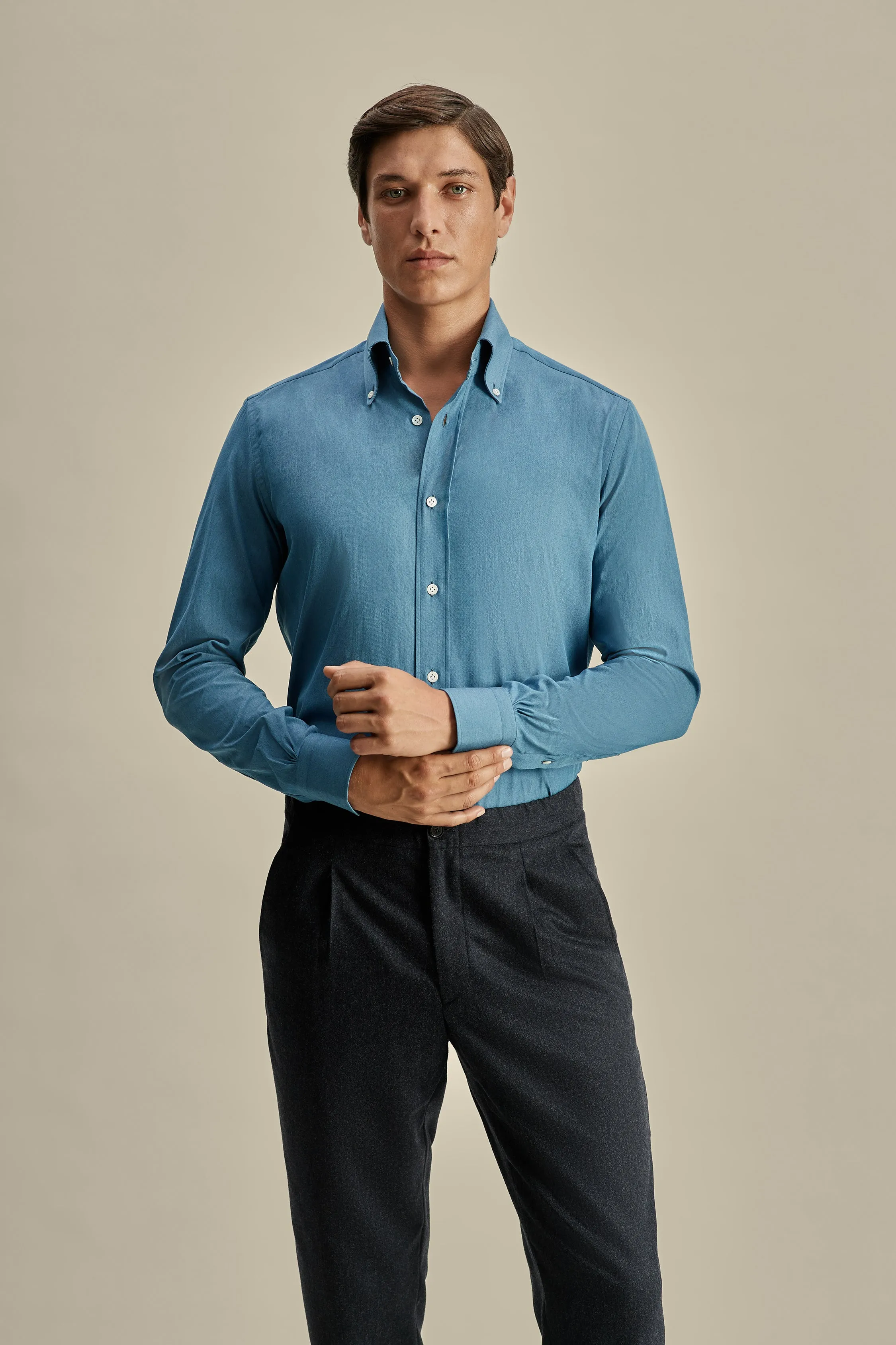 Cotton Chambray Button Down Collar Shirt sold by Thom Sweeney product image thumbnail 2
