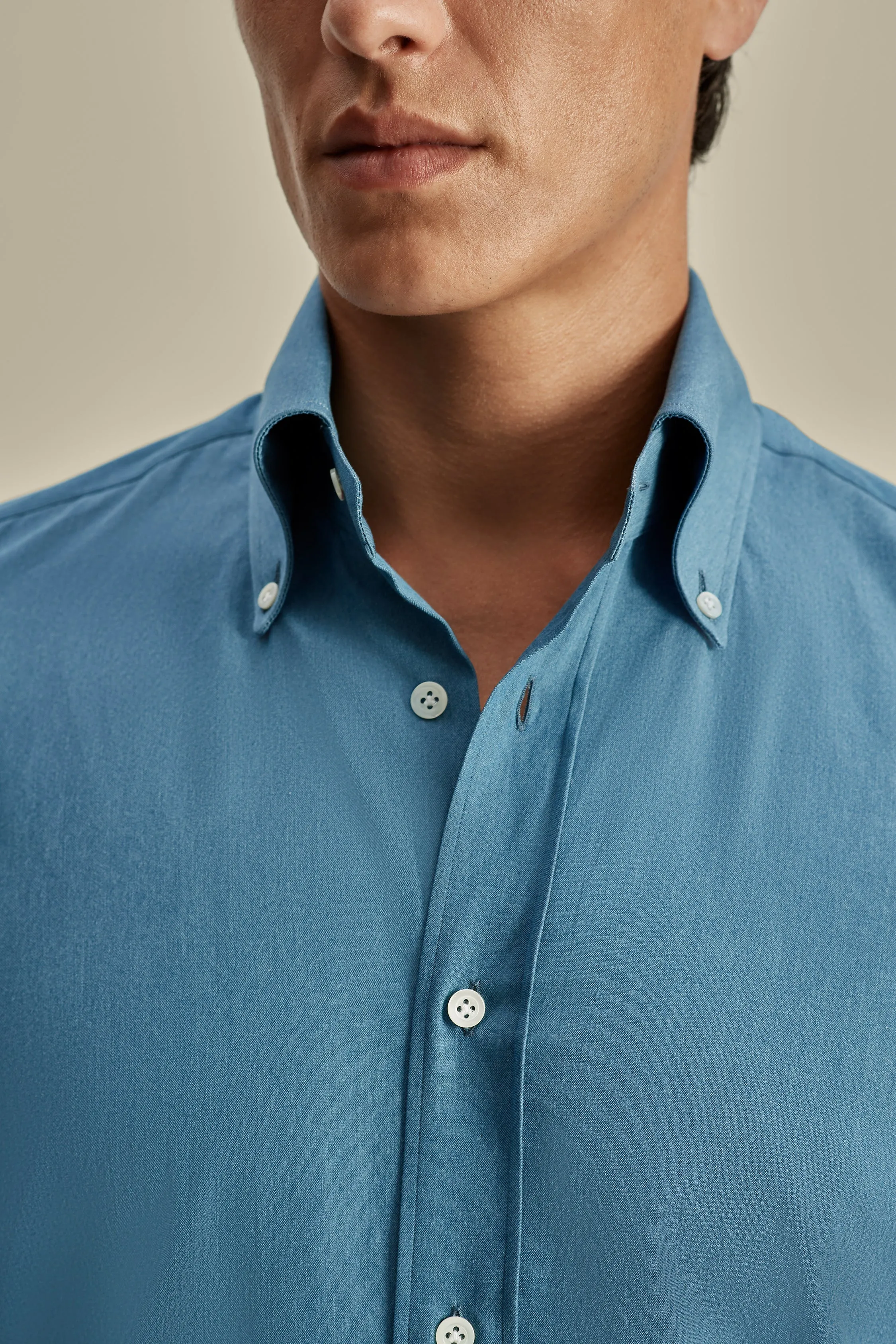 Cotton Chambray Button Down Collar Shirt sold by Thom Sweeney product image thumbnail 5