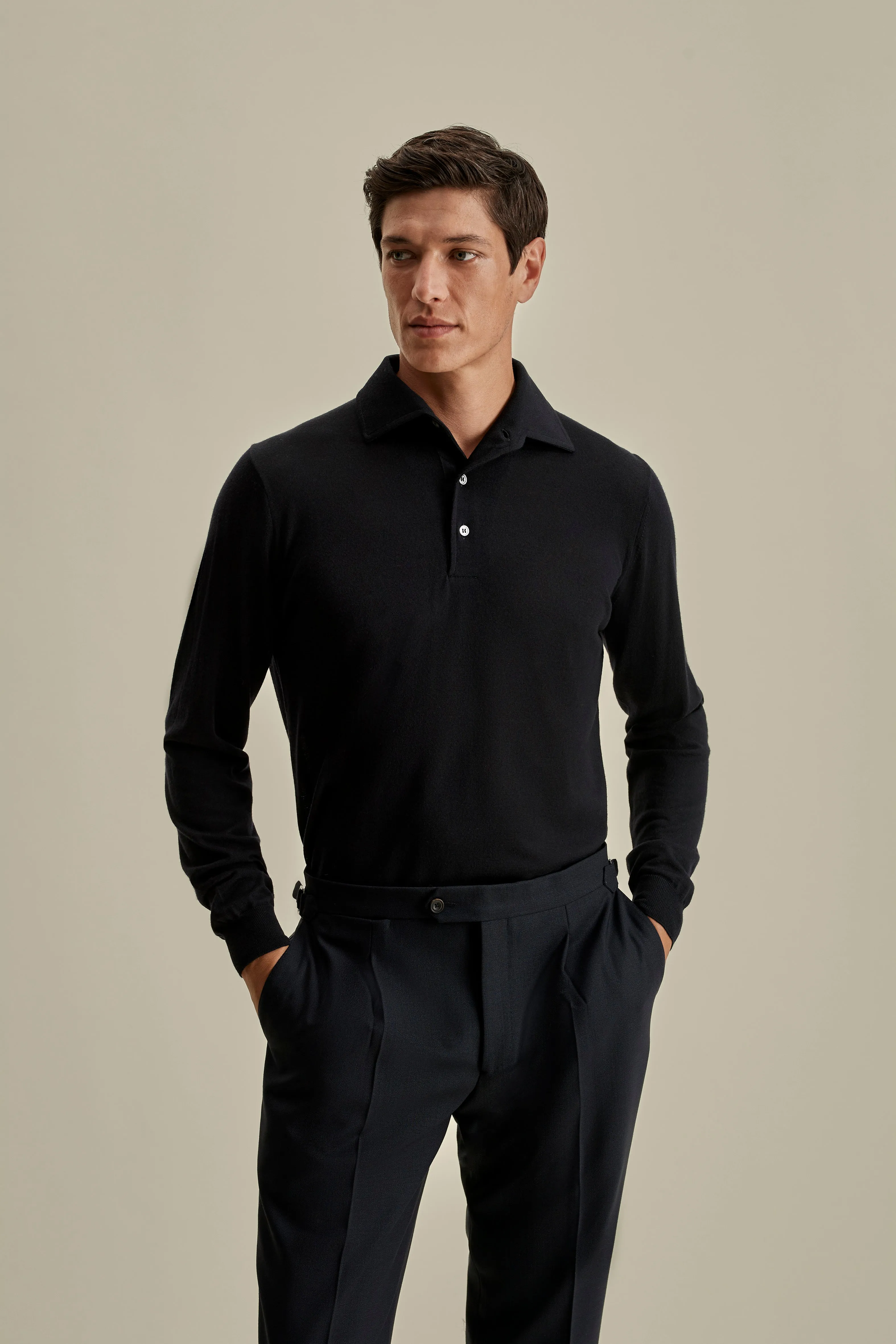 Merino Wool Extrafine Long Sleeve Polo Shirt sold by Thom Sweeney product image thumbnail 2