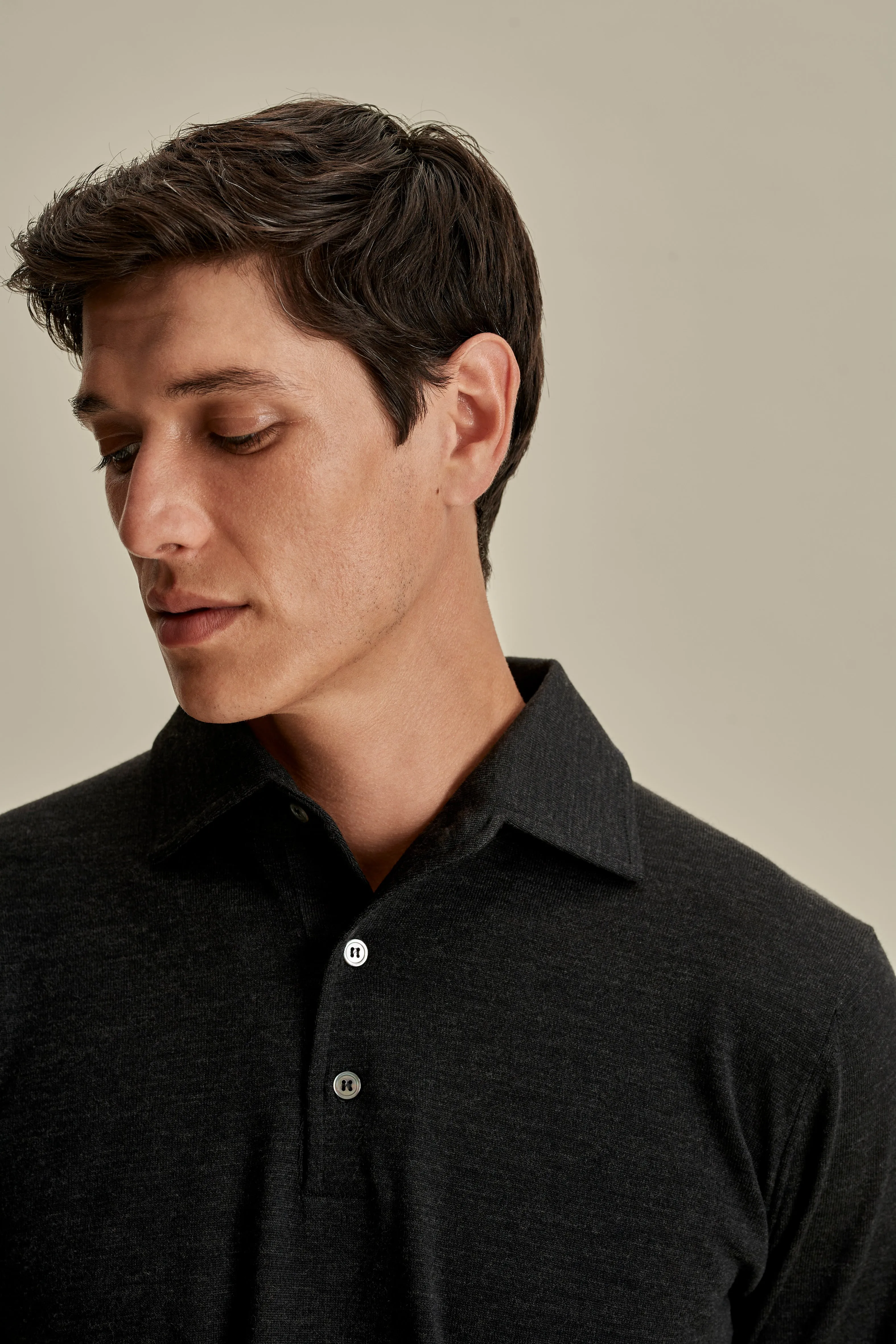 Merino Wool Extrafine Long Sleeve Polo Shirt sold by Thom Sweeney product image thumbnail 4