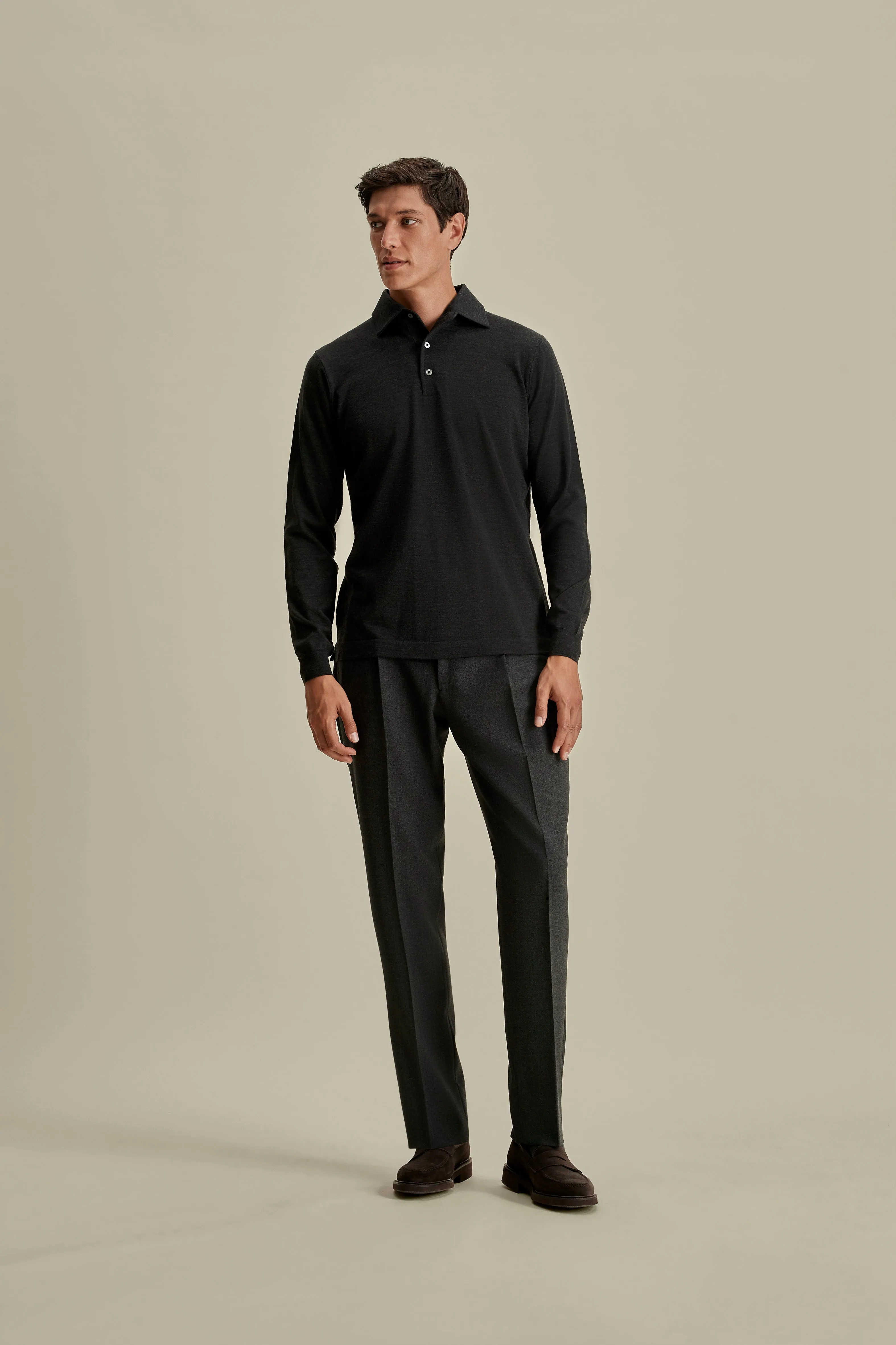 Merino Wool Extrafine Long Sleeve Polo Shirt sold by Thom Sweeney product image thumbnail 3
