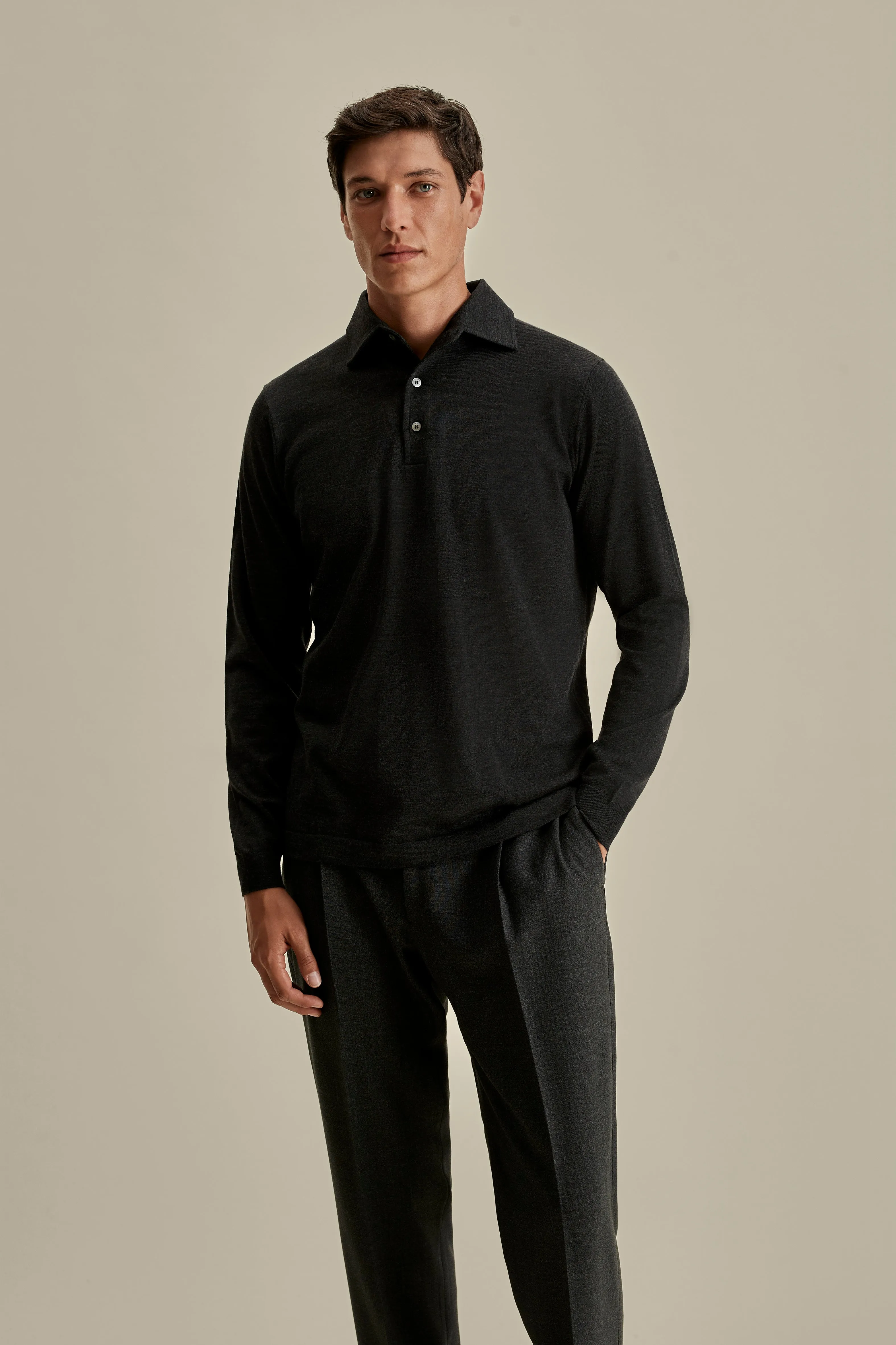 Merino Wool Extrafine Long Sleeve Polo Shirt sold by Thom Sweeney product image thumbnail 2