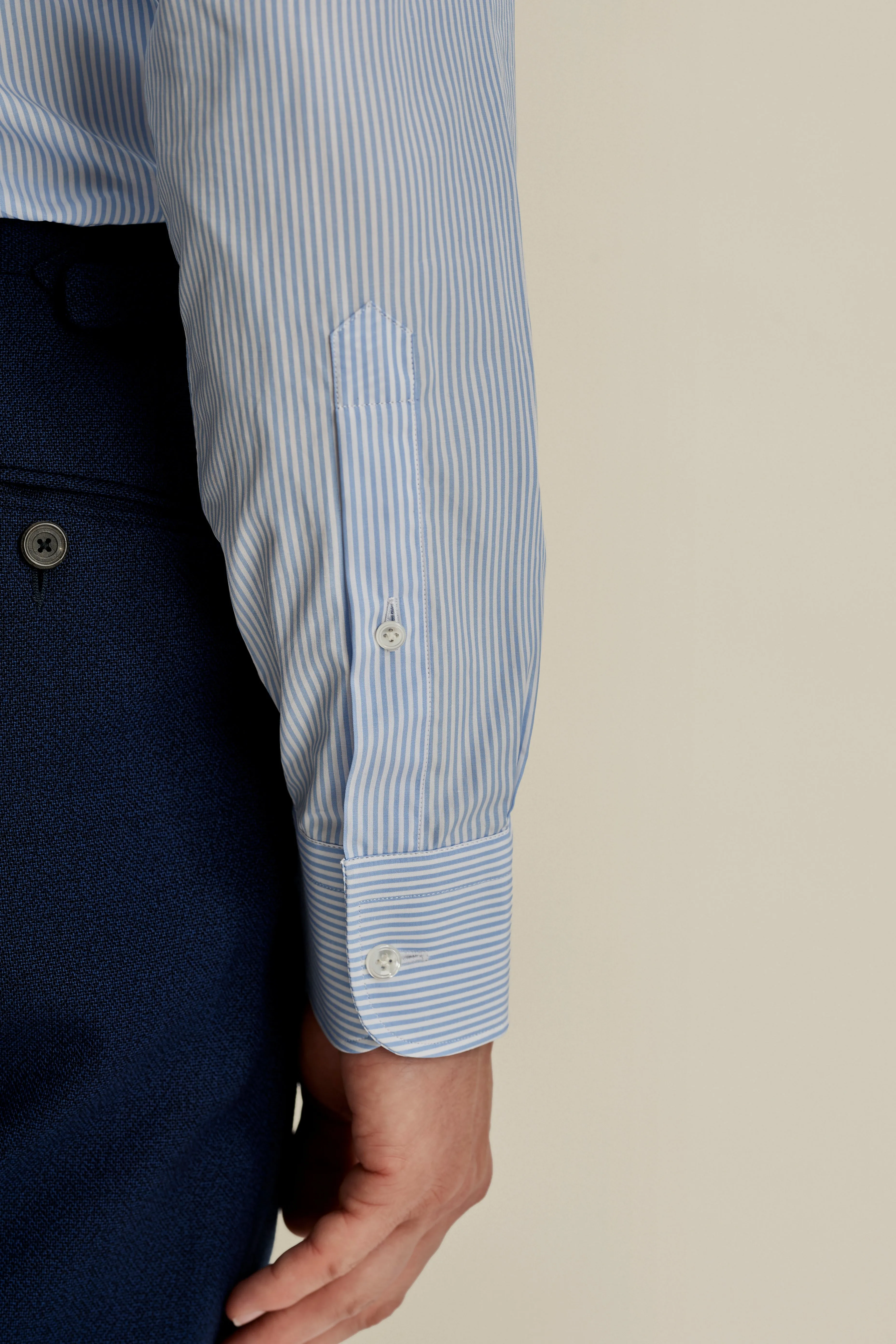 Solid Poplin Point Collar Bengal Stripe Shirt sold by Thom Sweeney product image thumbnail 5