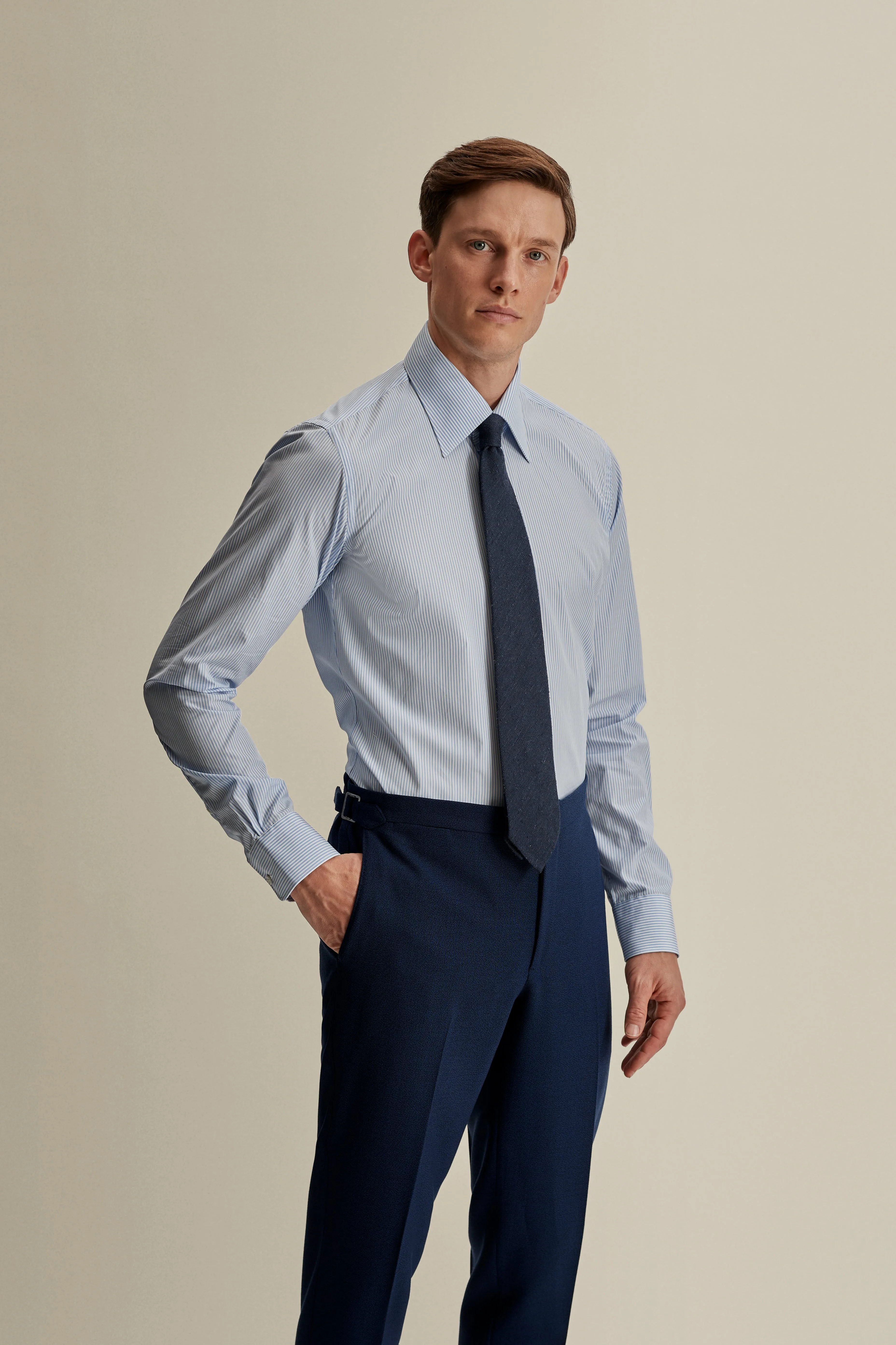 Solid Poplin Point Collar Bengal Stripe Shirt sold by Thom Sweeney product image thumbnail 2