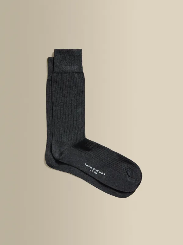 Cotton Ribbed Dress Sock made by Thom Sweeney