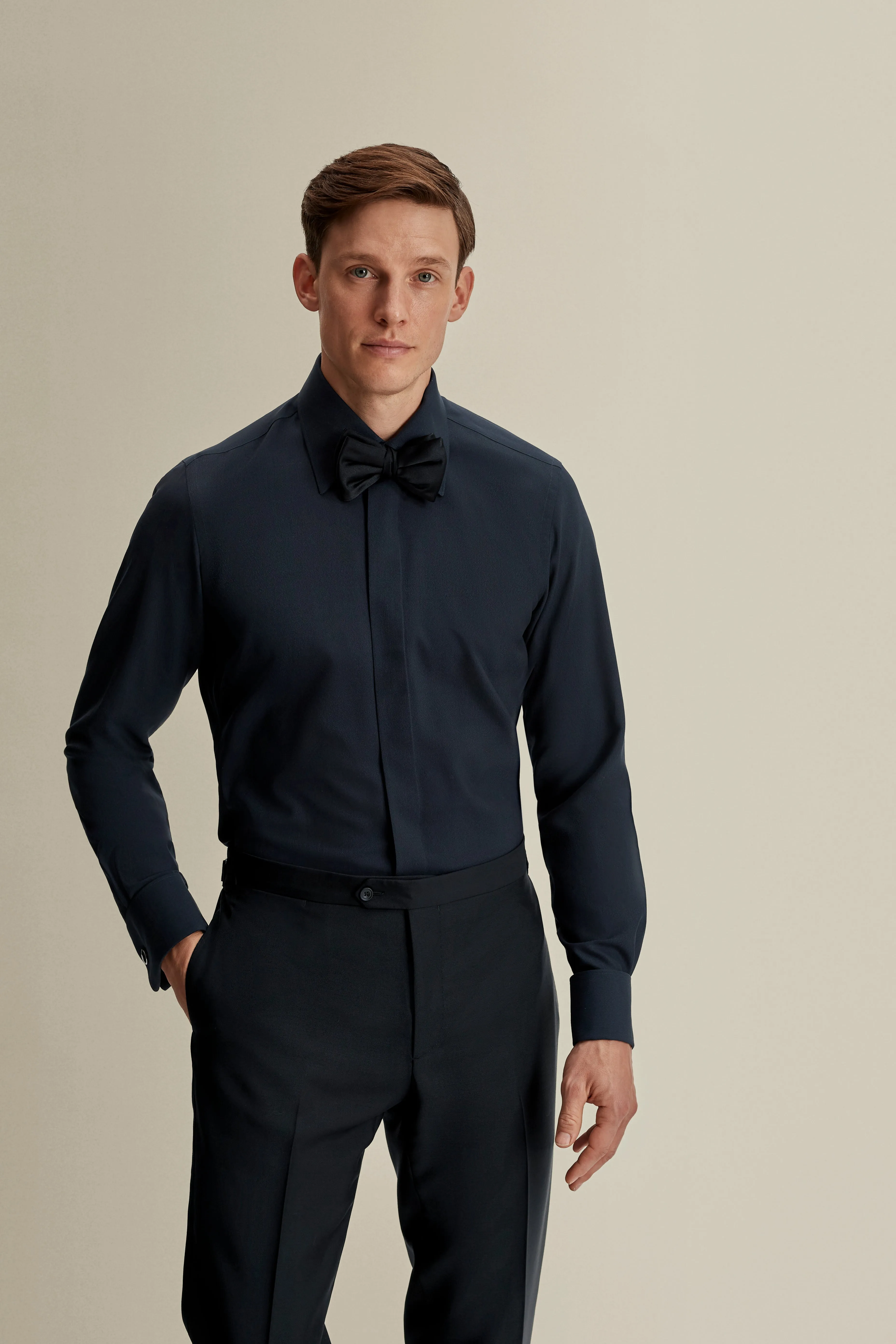 Wool Silk Fly Front Dress Shirt sold by Thom Sweeney product image thumbnail 2