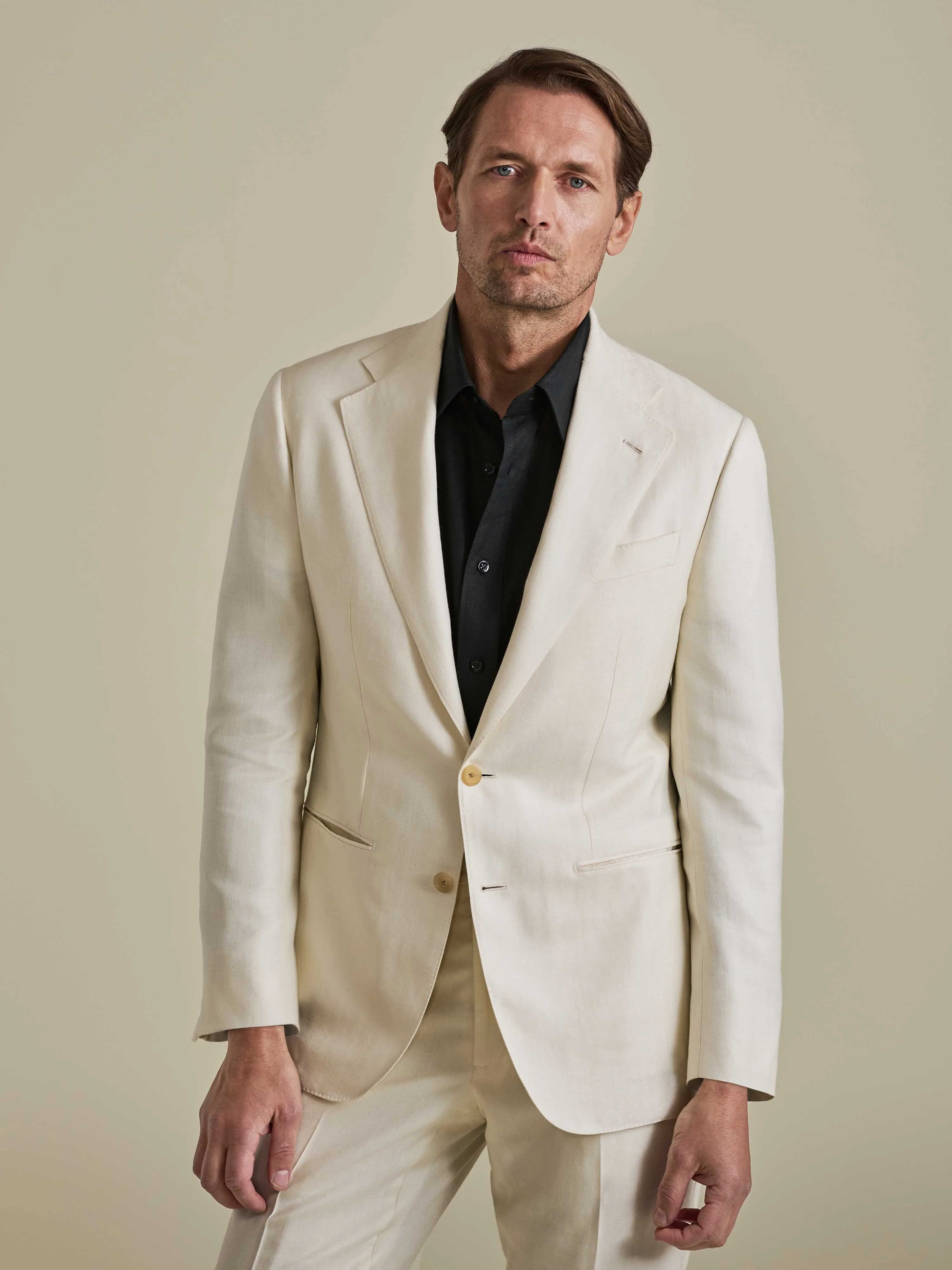 Wool Silk Single Breasted Suit sold by Thom Sweeney product image thumbnail 3