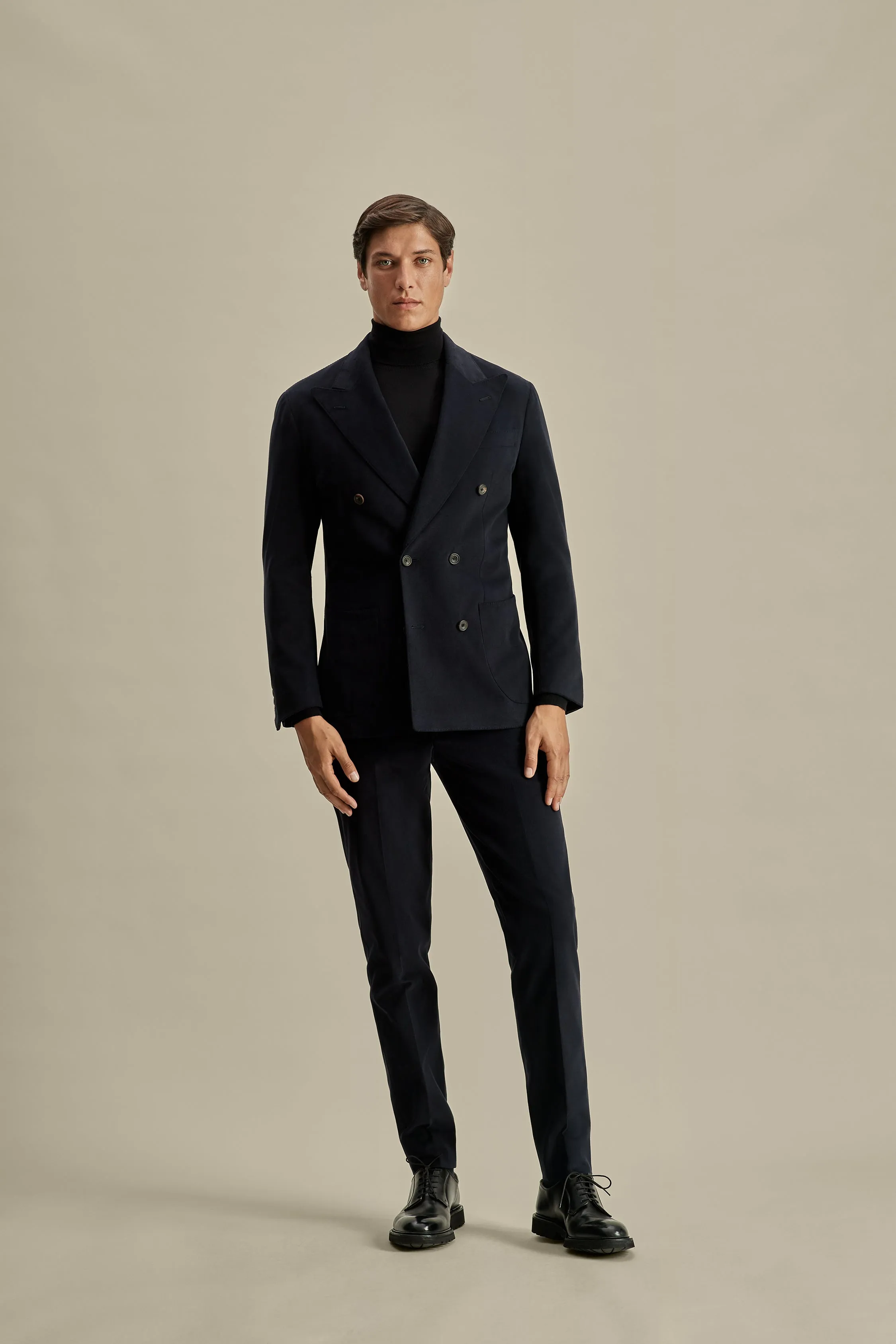 Brushed Cotton Double Breasted Peak Lapel Suit sold by Thom Sweeney product image thumbnail 2