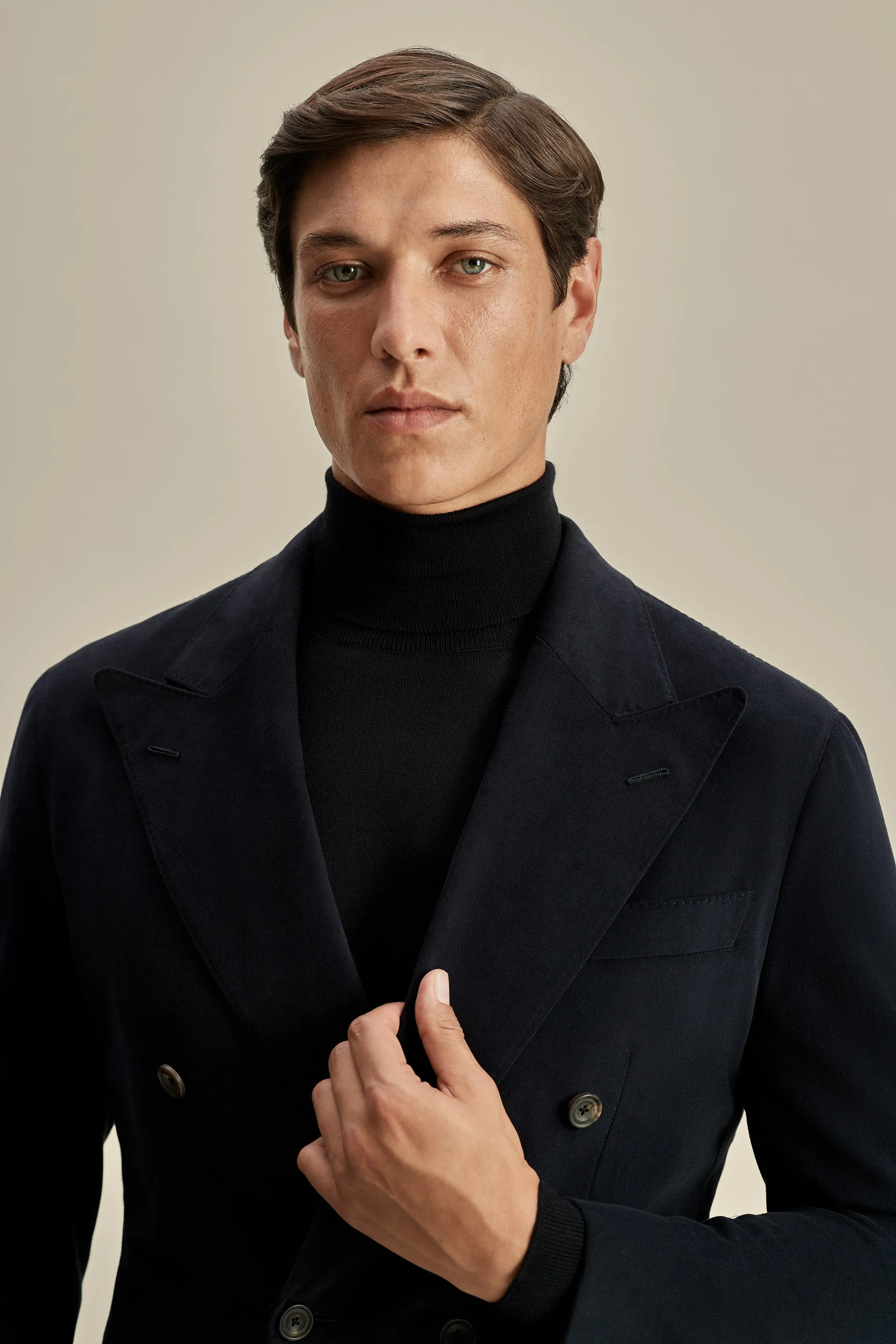 Brushed Cotton Double Breasted Peak Lapel Suit sold by Thom Sweeney product image thumbnail 4