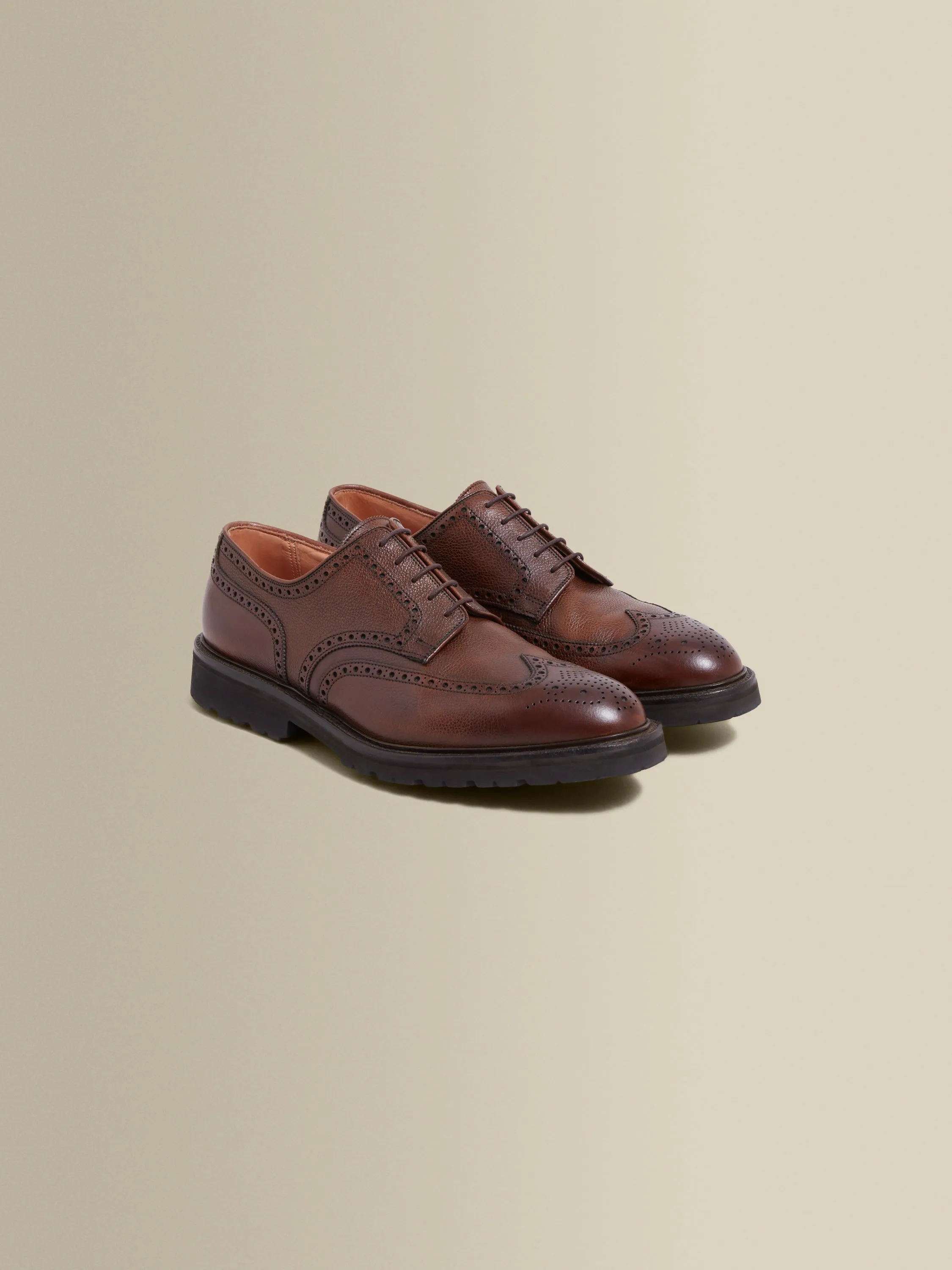 Pebble Grain Leather Brogue Shoes sold by Thom Sweeney