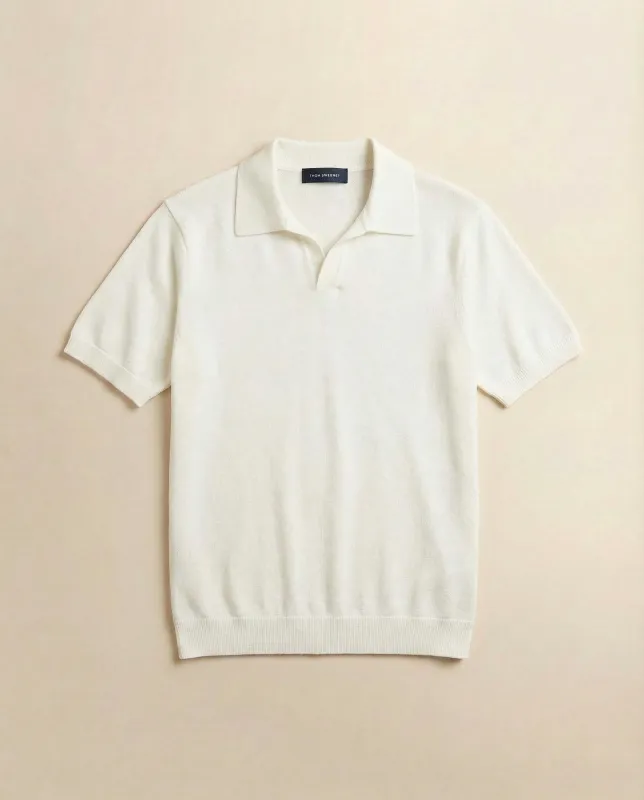 Linen Cotton Short Sleeve Skipper Polo Shirt made by Thom Sweeney