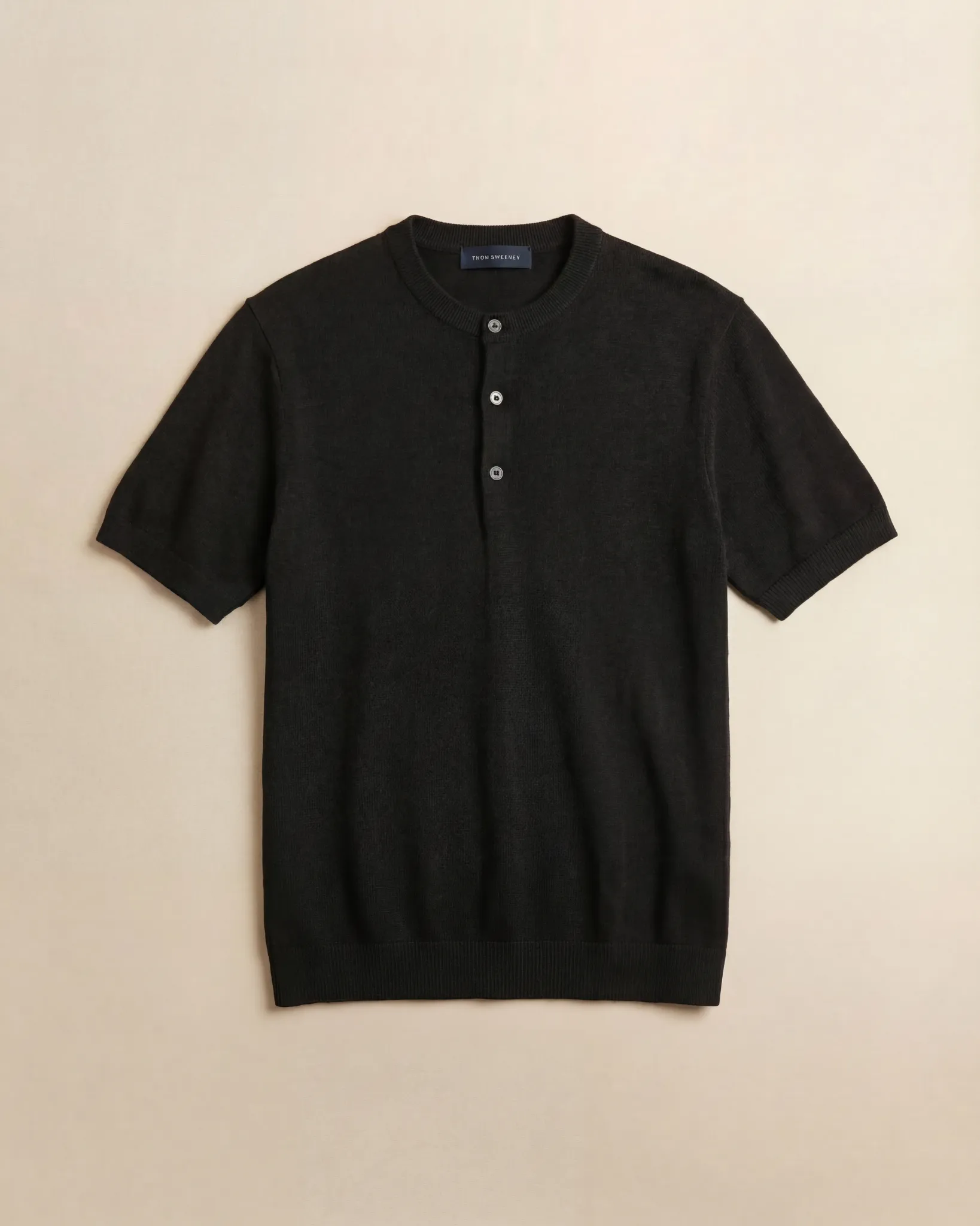 Linen Silk Short Sleeve Henley sold by Thom Sweeney