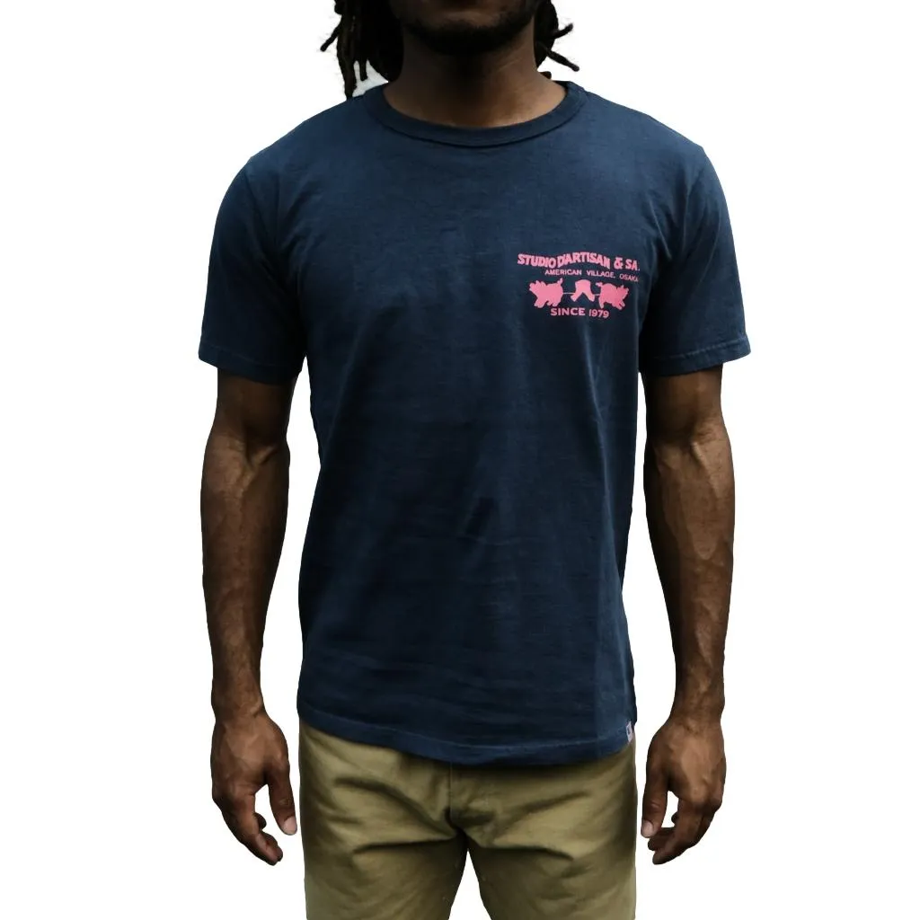Studio D'Artisan Logo Print Tee (Navy) sold by Okayama Denim
