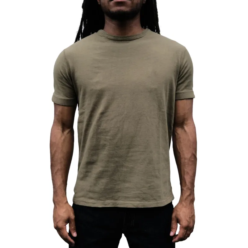 Loop & Weft Loopwheel Ribbed Cuff S/S Crewneck Tee (Olive) made by Loop & Weft