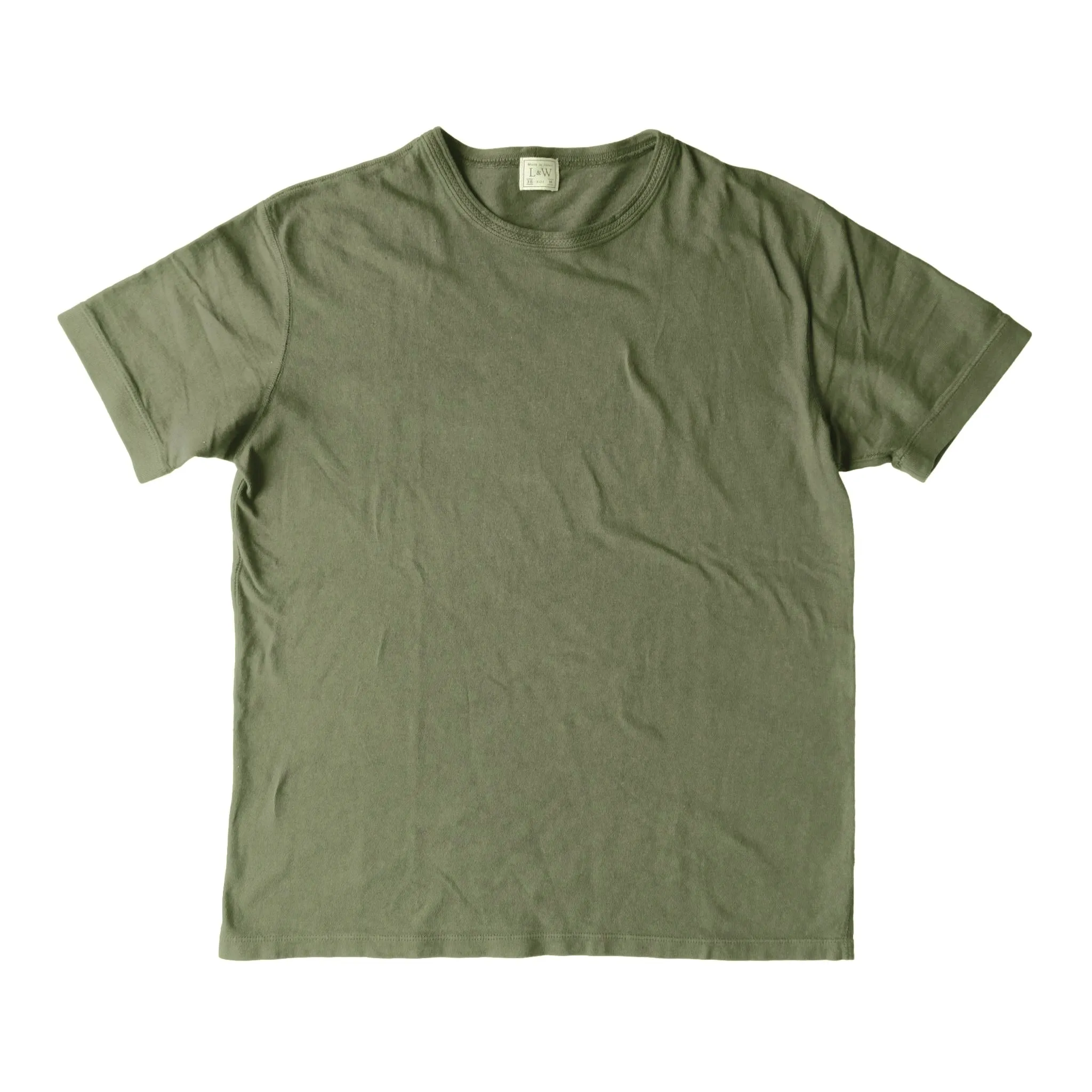 Loop & Weft Loopwheel Ribbed Cuff S/S Crewneck Tee (Olive) sold by Okayama Denim product image thumbnail 3