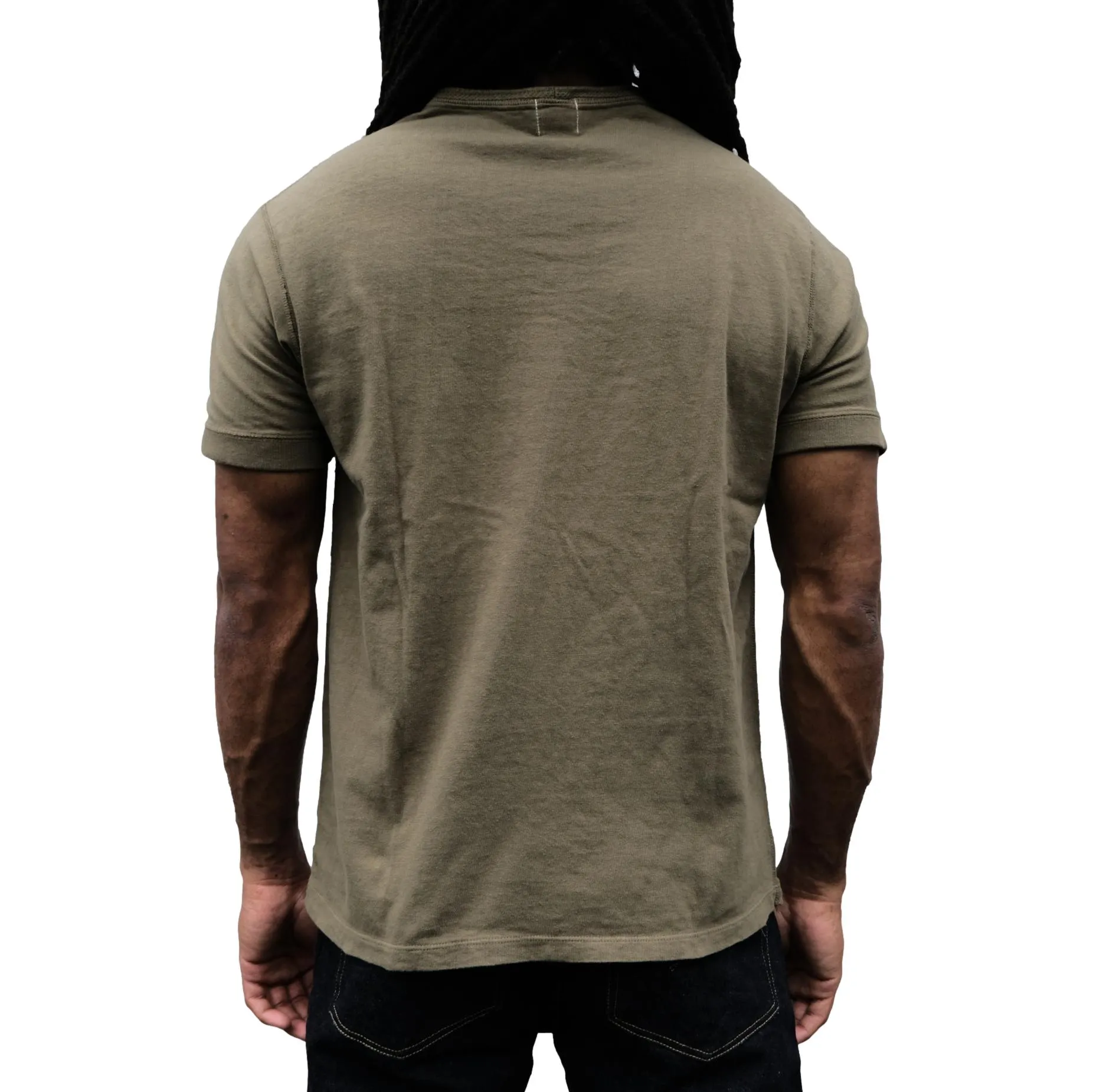 Loop & Weft Loopwheel Ribbed Cuff S/S Crewneck Tee (Olive) sold by Okayama Denim product image thumbnail 2