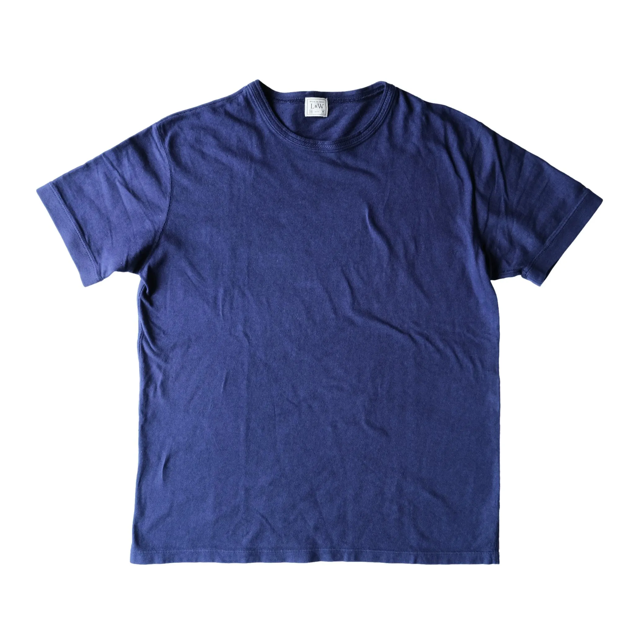Loop & Weft Loopwheel Ribbed Cuff S/S Crewneck Tee (Navy) sold by Okayama Denim product image thumbnail 3