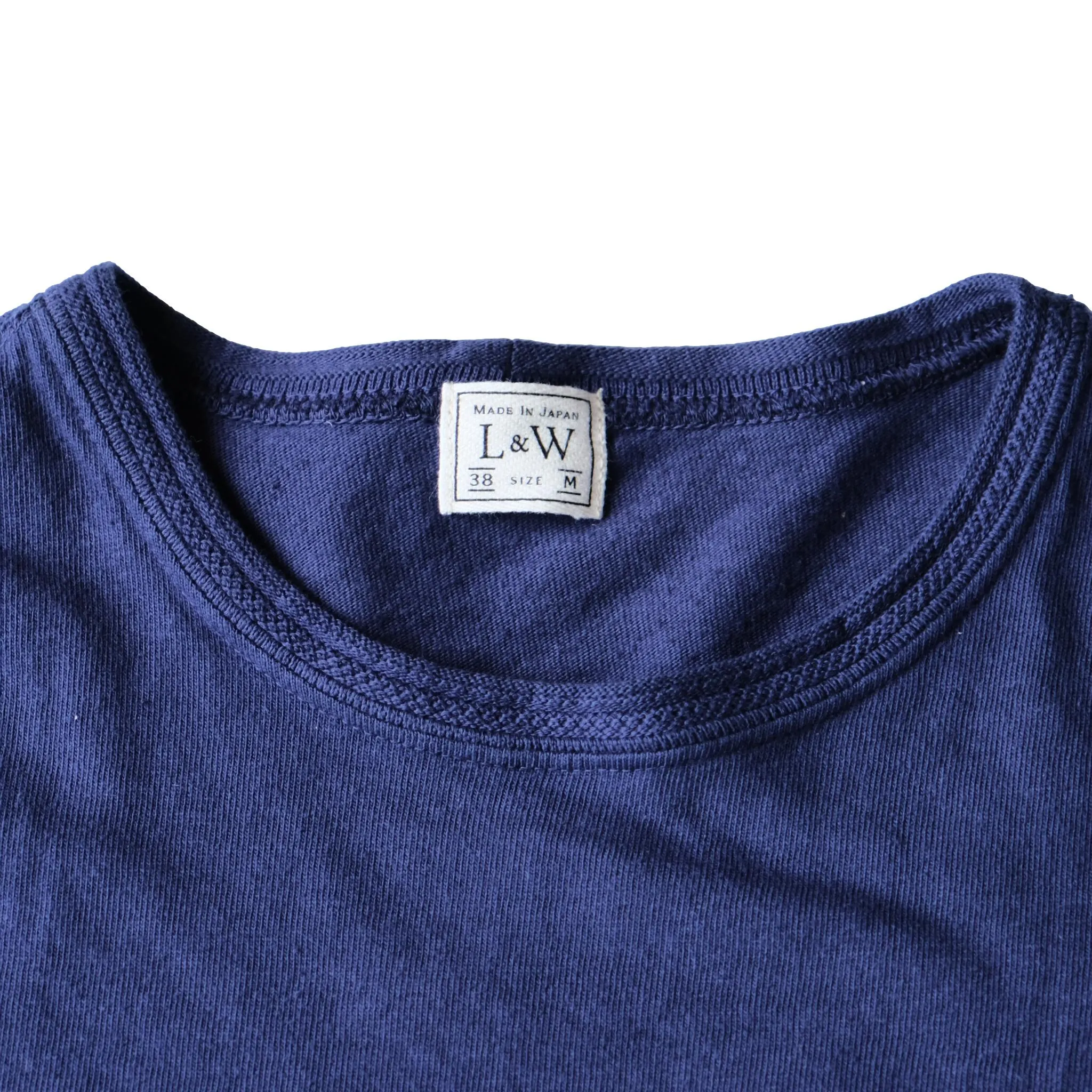 Loop & Weft Loopwheel Ribbed Cuff S/S Crewneck Tee (Navy) sold by Okayama Denim product image thumbnail 5