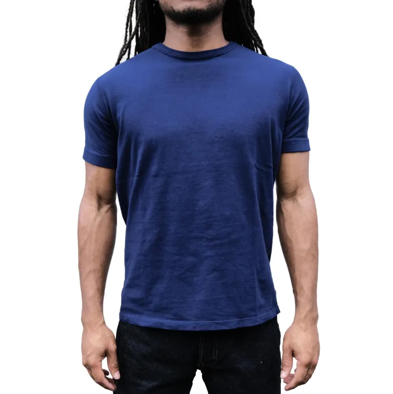 Loop & Weft Loopwheel Ribbed Cuff S/S Crewneck Tee (Navy) made by Loop & Weft