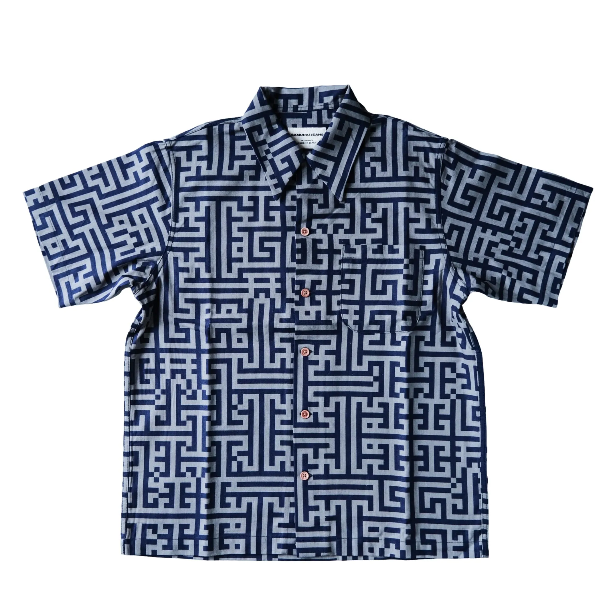 Samurai Jeans SSA26-02 Geometric Pattern Aloha Shirt sold by Okayama Denim product image thumbnail 3