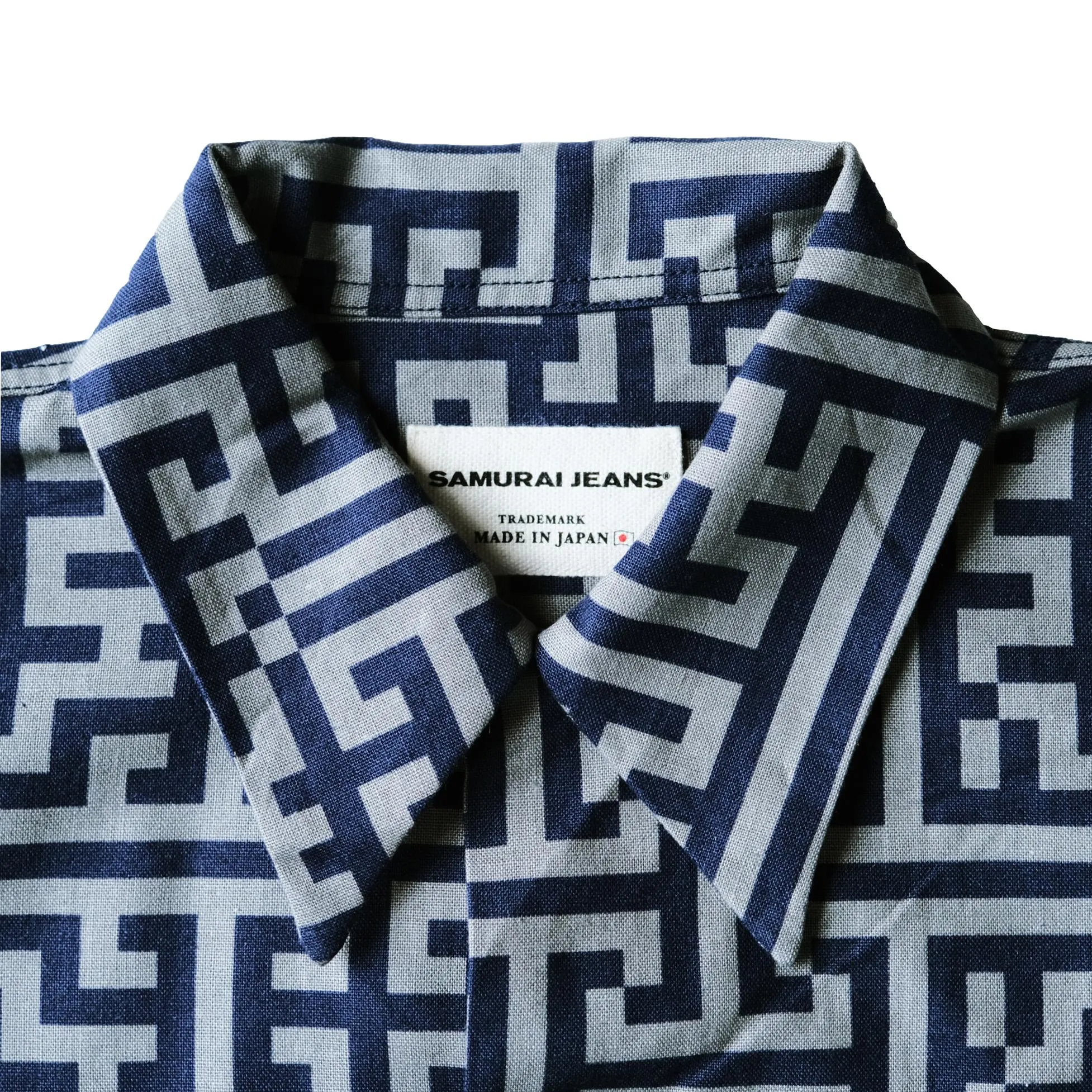 Samurai Jeans SSA26-02 Geometric Pattern Aloha Shirt sold by Okayama Denim product image thumbnail 5
