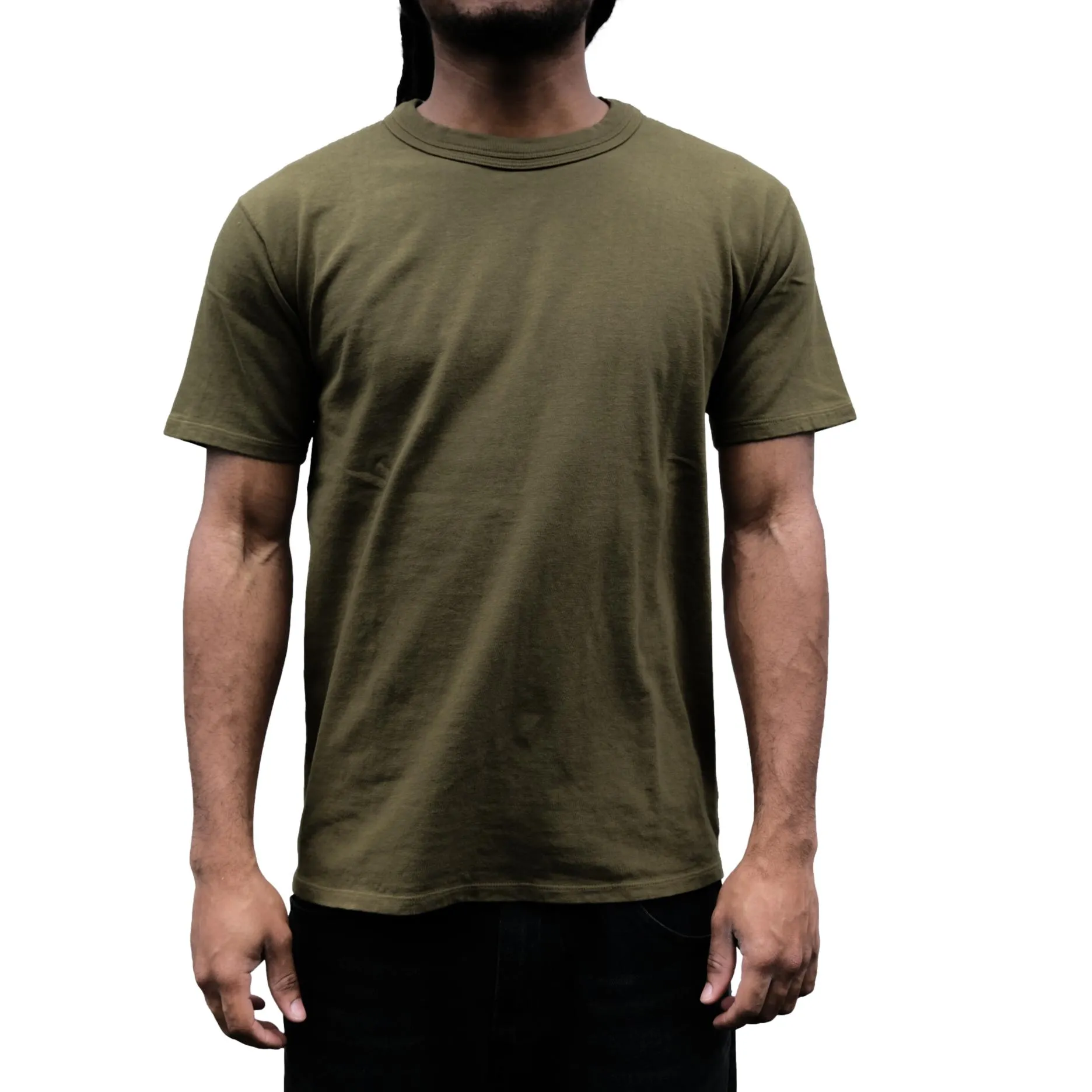 Loop & Weft Loopwheel Double Binder S/S Crewneck Tee (Olive) sold by Okayama Denim