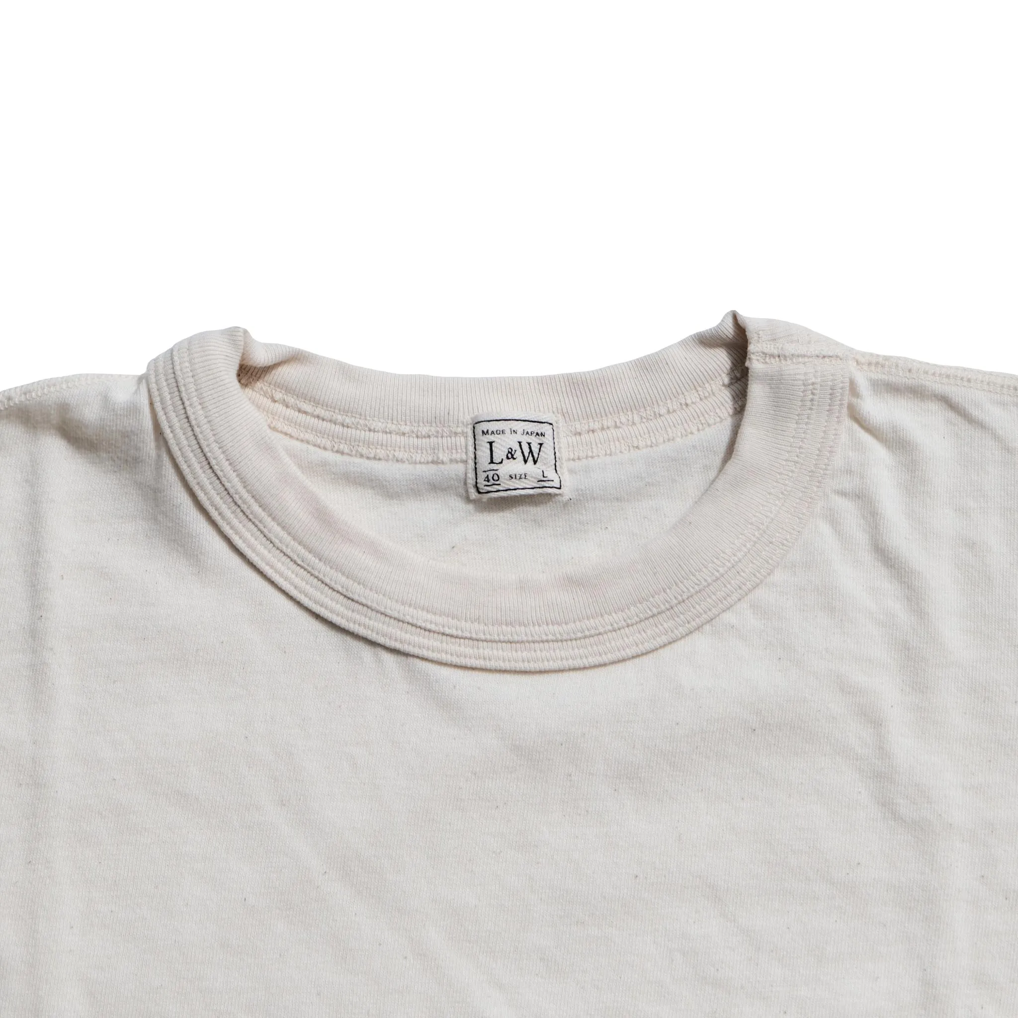 Loop & Weft Loopwheel Double Binder S/S Crewneck Tee (Ivory) sold by Okayama Denim product image thumbnail 5