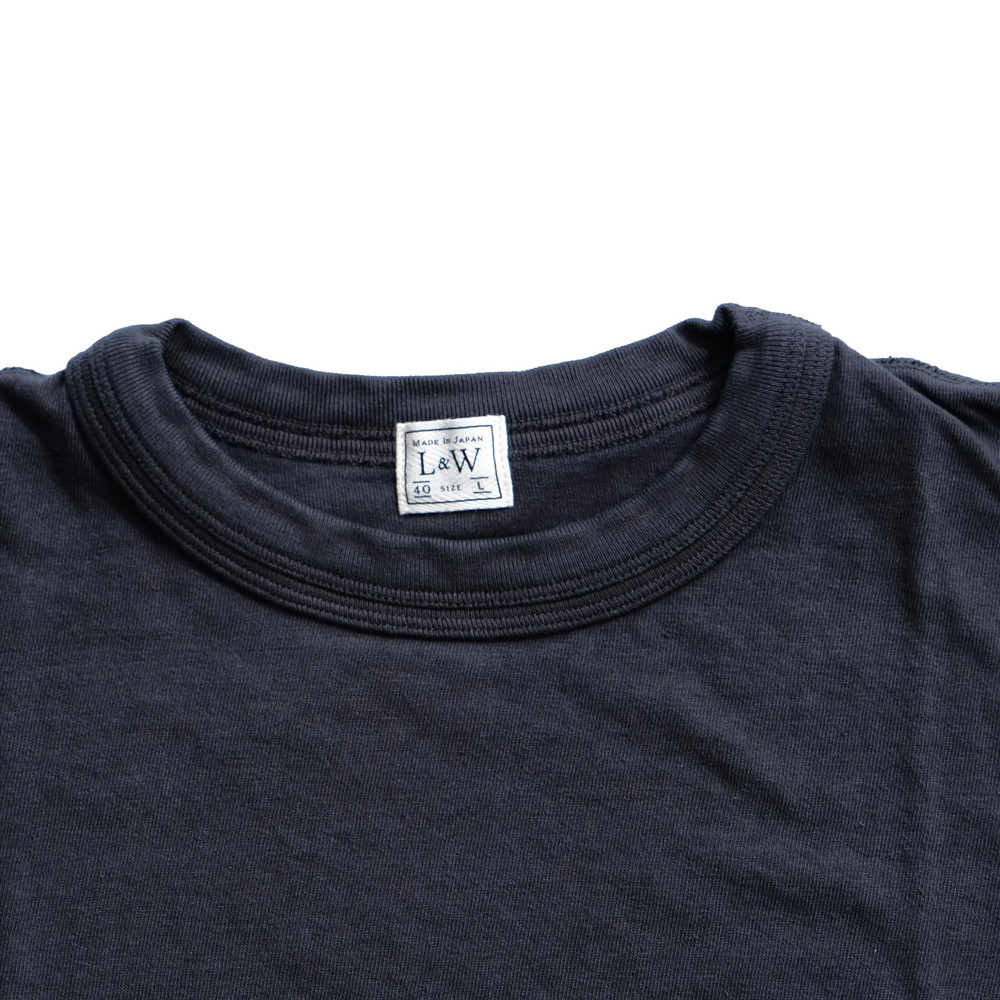 Loop & Weft Loopwheel Double Binder S/S Crewneck Tee (Black) sold by Okayama Denim product image thumbnail 5