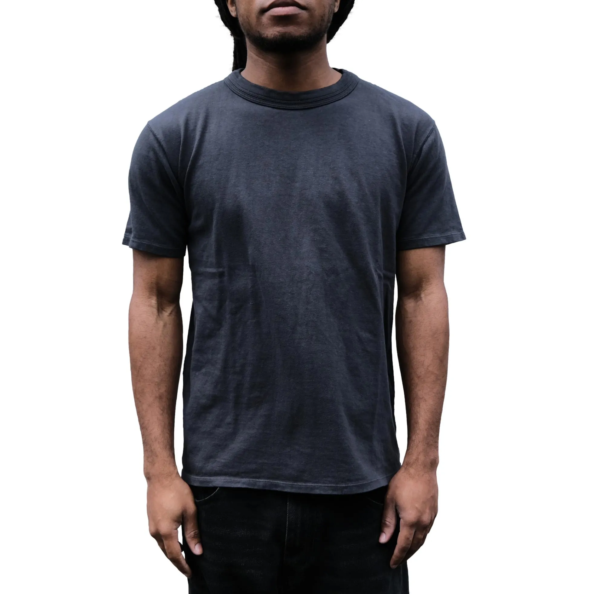Loop & Weft Loopwheel Double Binder S/S Crewneck Tee (Black) sold by Okayama Denim