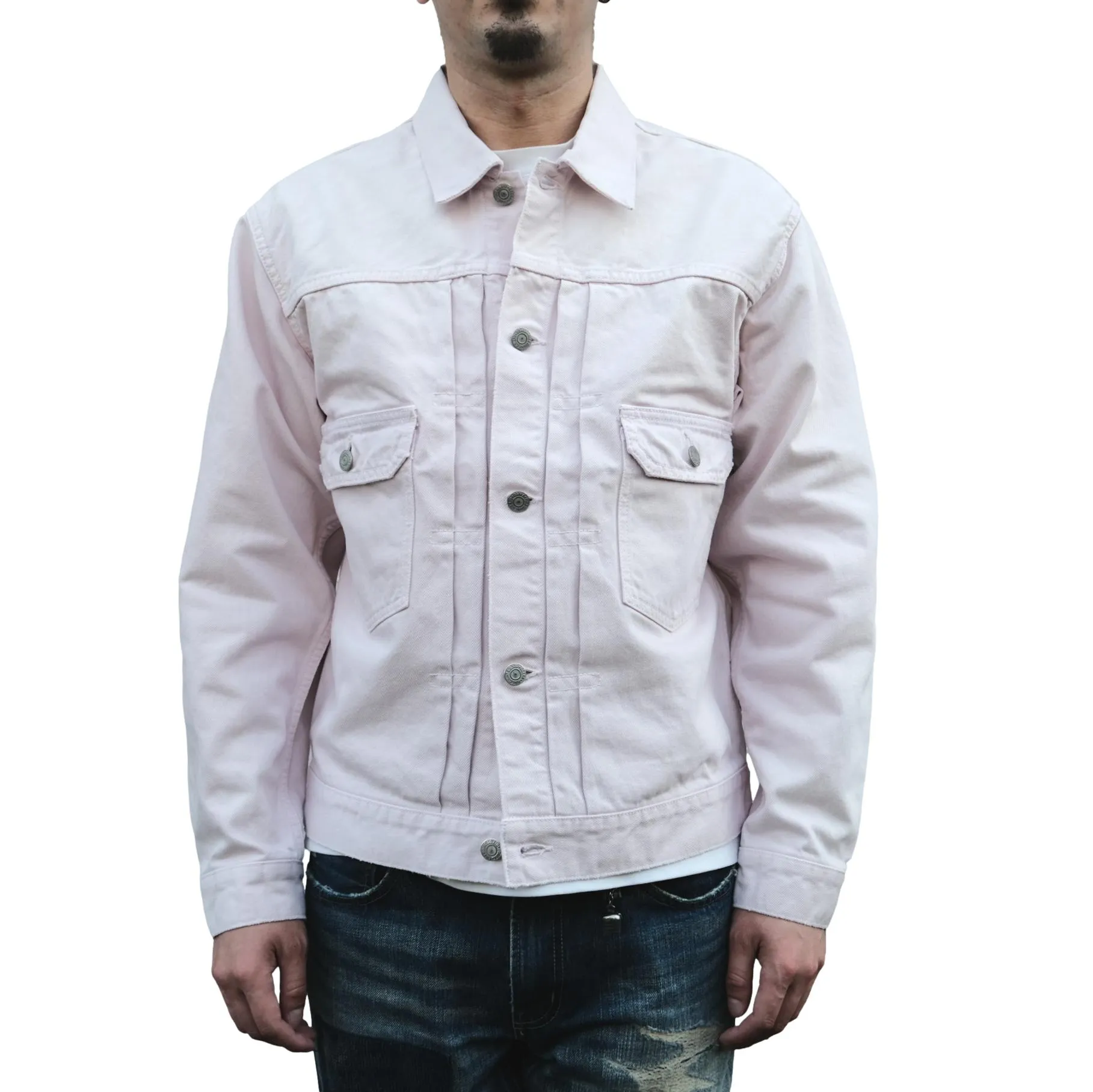 Fullcount 14oz. "Vintage Effect" Blush Pink Type 2 Denim Jacket sold by Okayama Denim