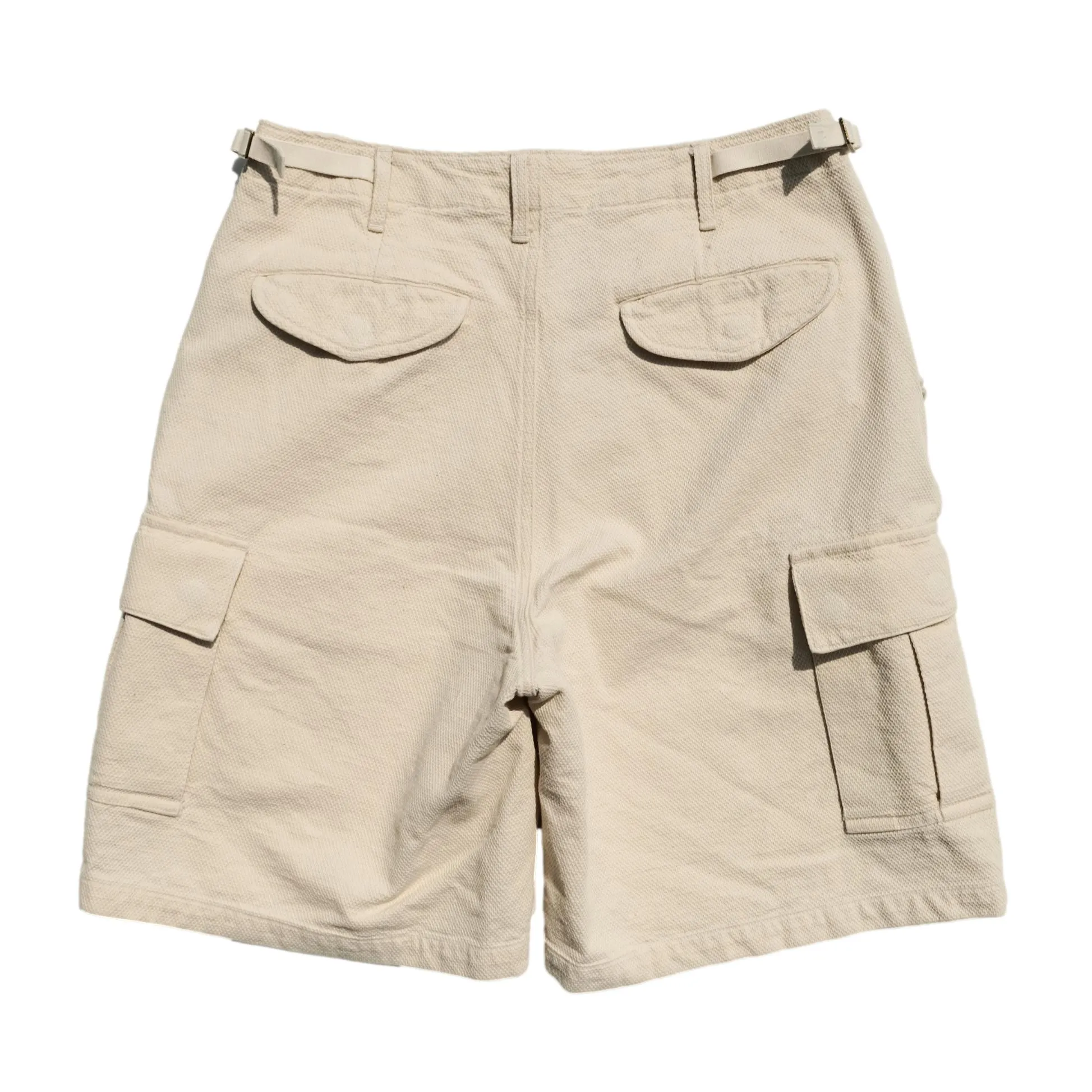 Soundman "Eldred" Ecru Sashiko Cargo Shorts sold by Okayama Denim product image thumbnail 4