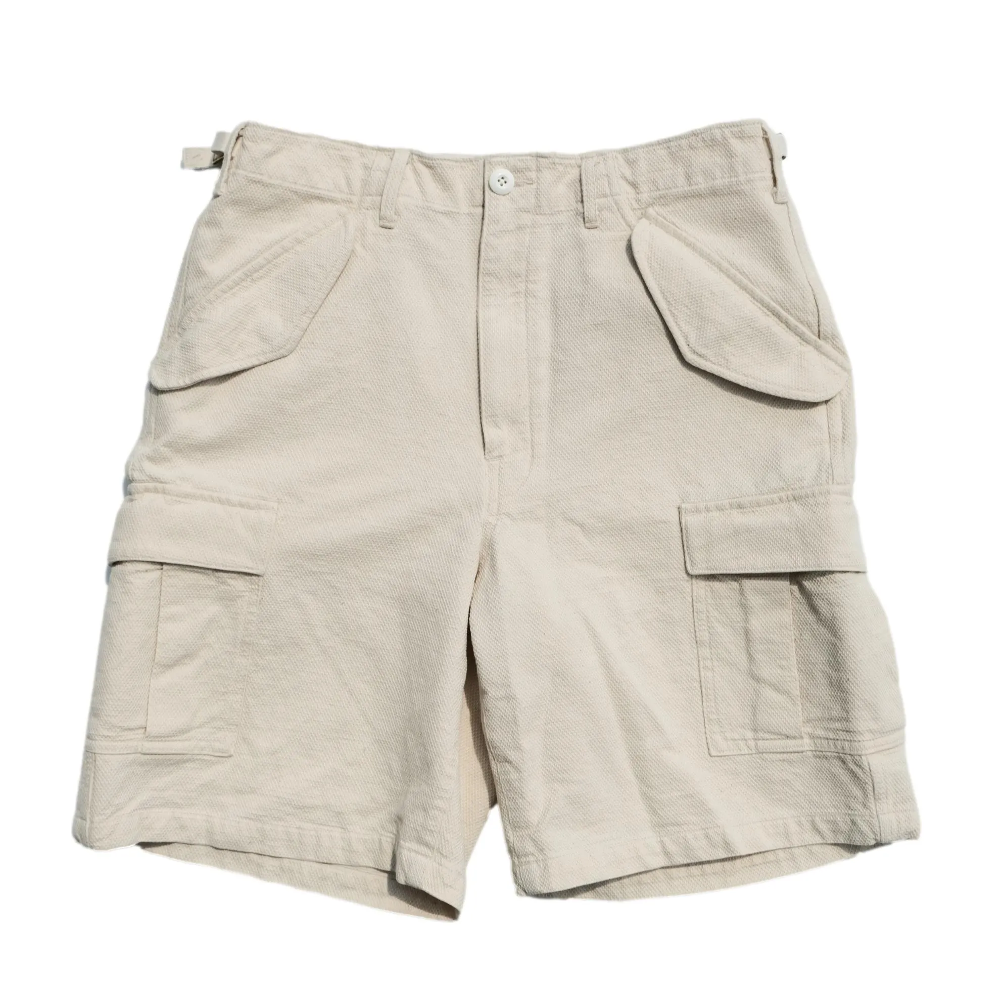Soundman "Eldred" Ecru Sashiko Cargo Shorts sold by Okayama Denim product image thumbnail 3