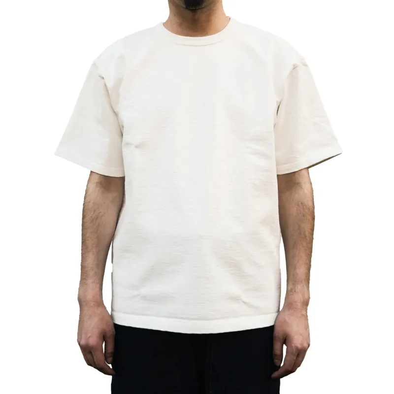 The Flat Head Heavyweight 20oz. Loopwheel Tee (White) made by Okayama Denim