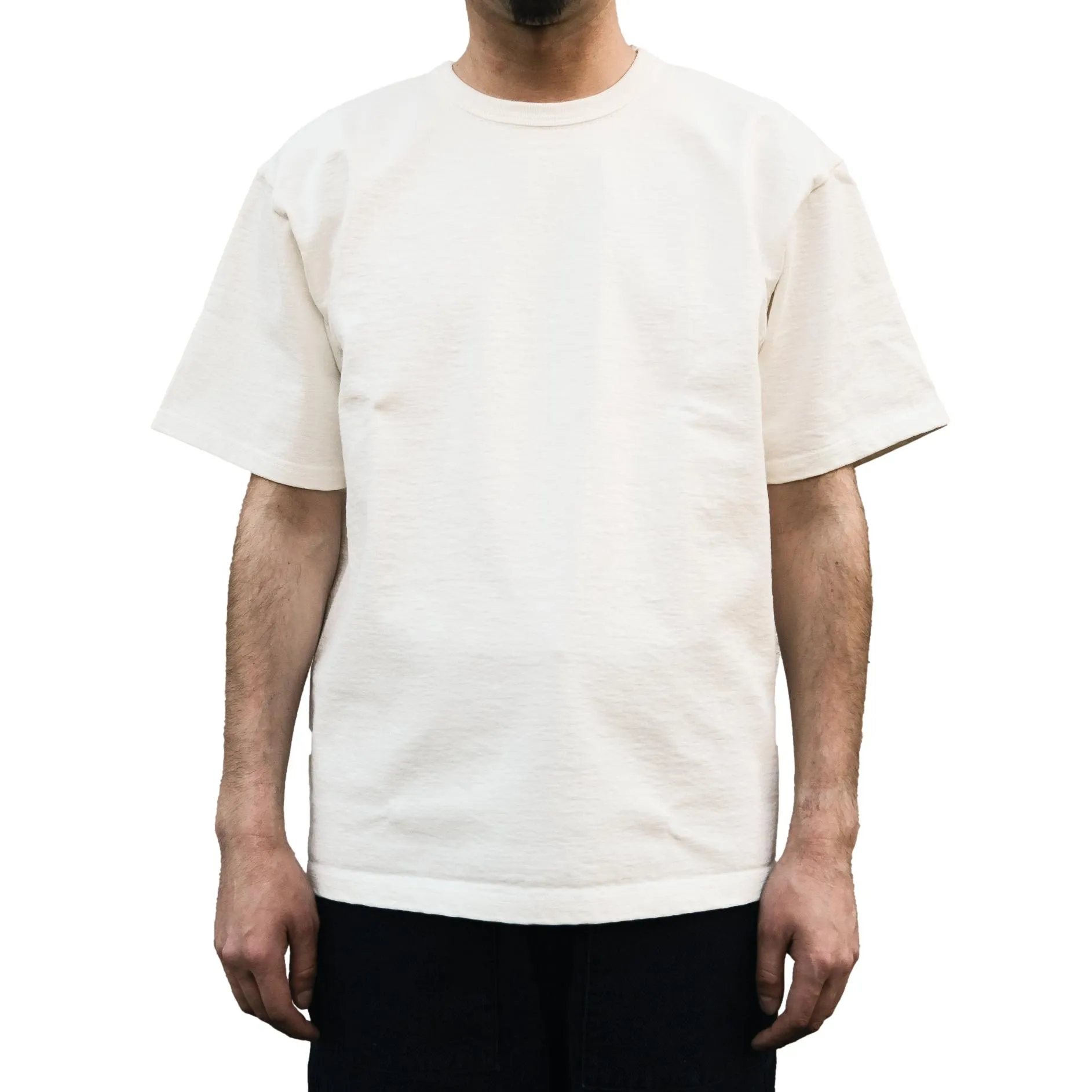 The Flat Head Heavyweight 20oz. Loopwheel Tee (White) sold by Okayama Denim