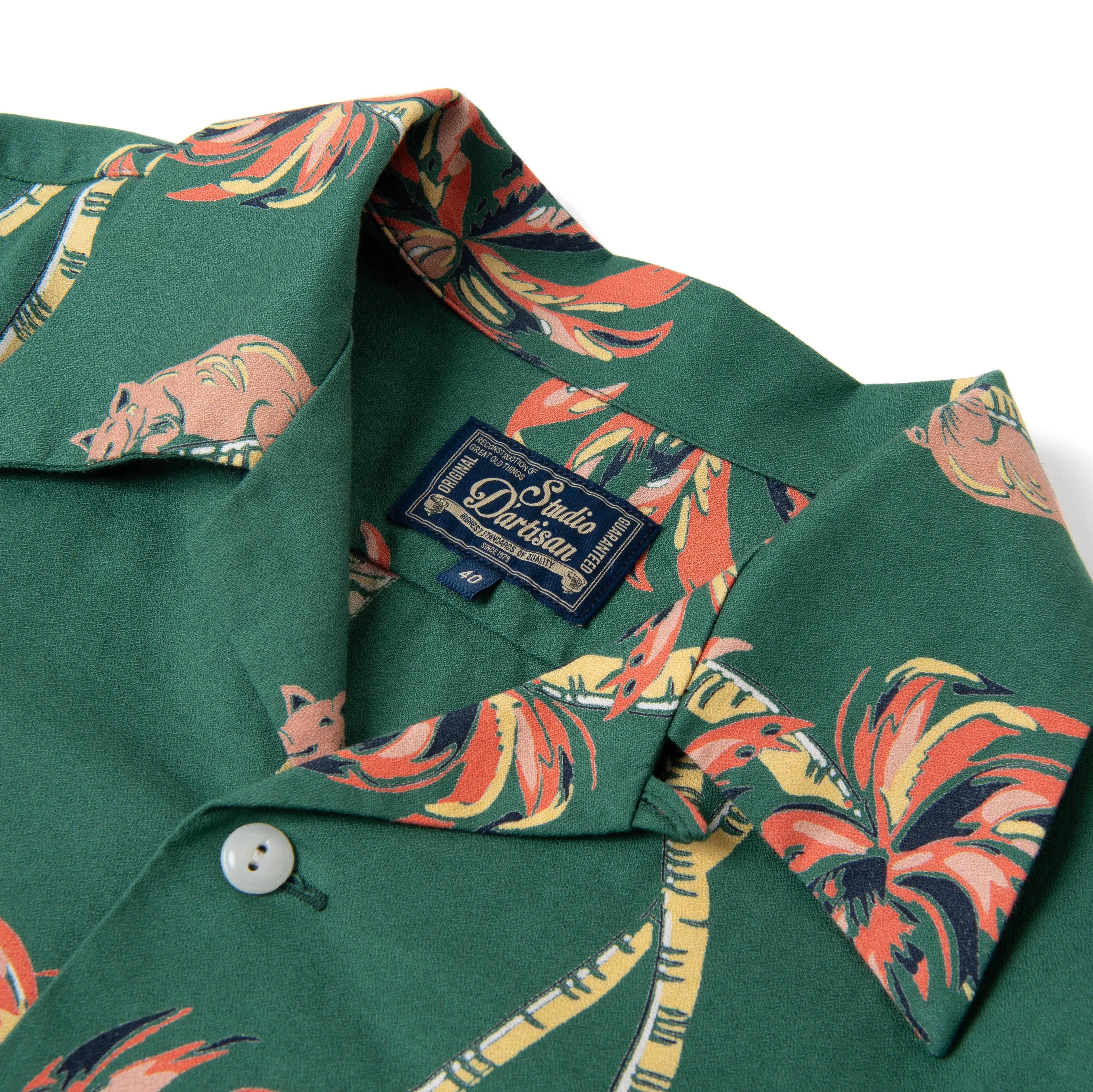 Studio D'Artisan "Palm Climber" Original Aloha Shirt (Green) sold by Okayama Denim product image thumbnail 5