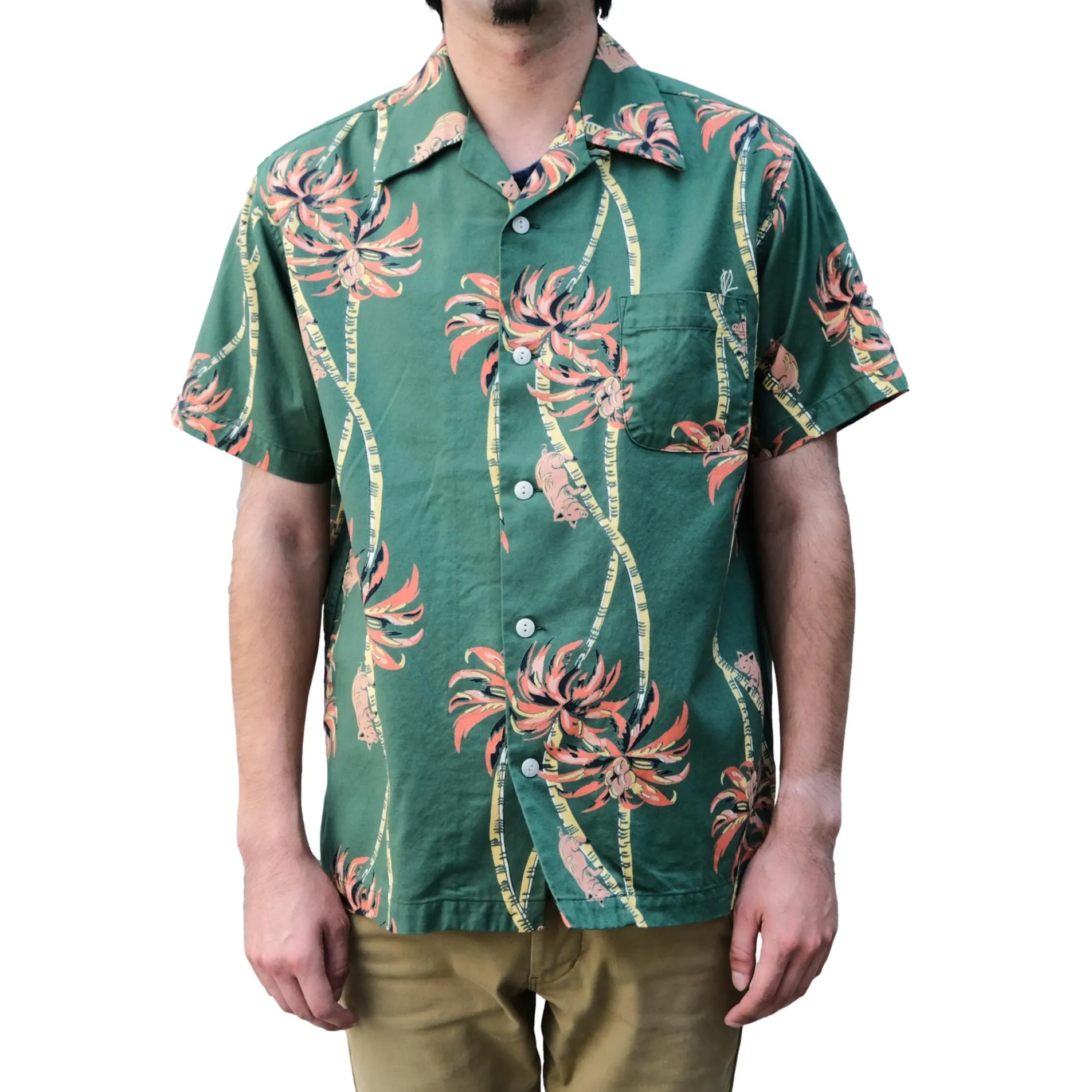 Studio D'Artisan "Palm Climber" Original Aloha Shirt (Green) sold by Okayama Denim product image thumbnail 3
