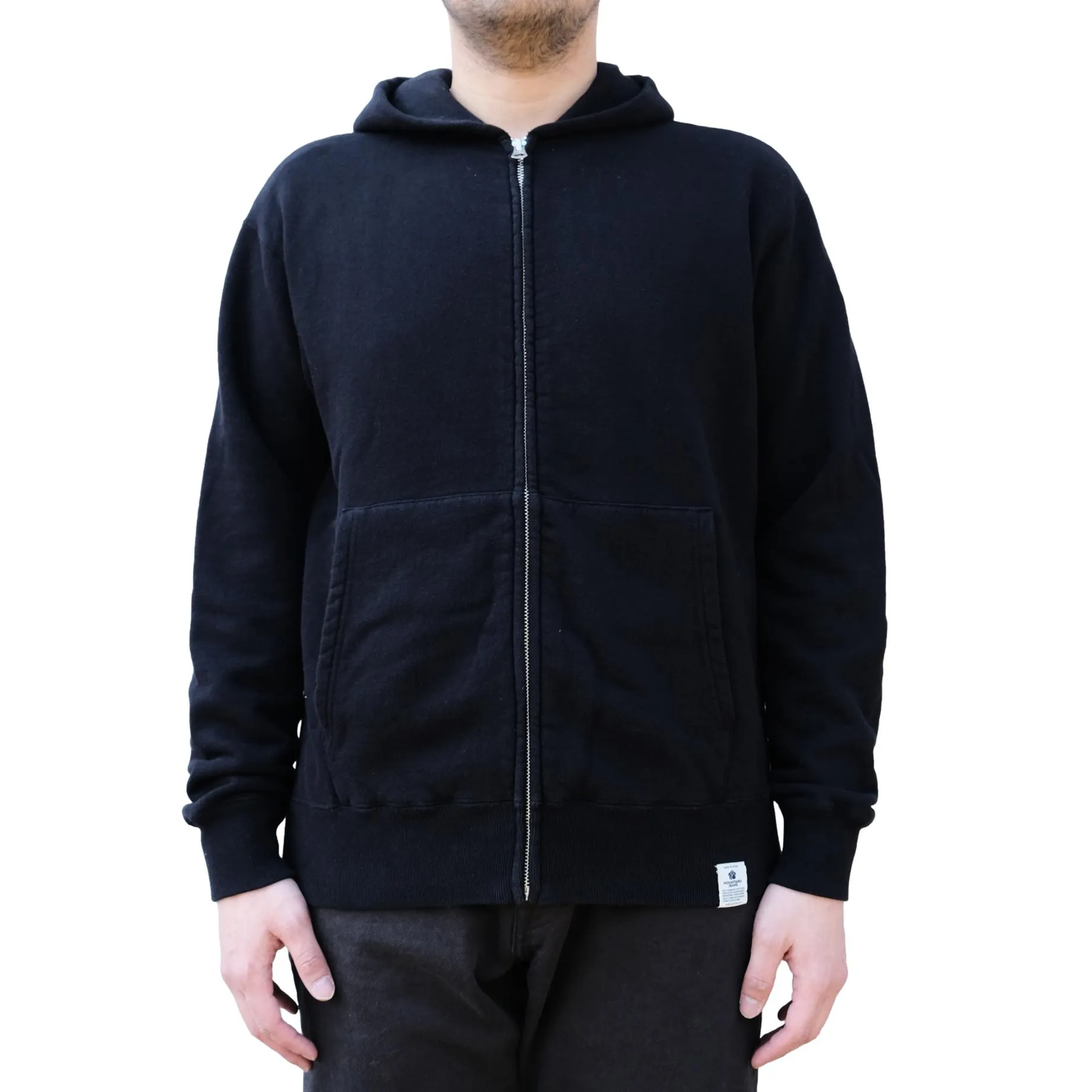Momotaro Loopwheel Zip-up Hoodie (Black) sold by Okayama Denim product image thumbnail 2