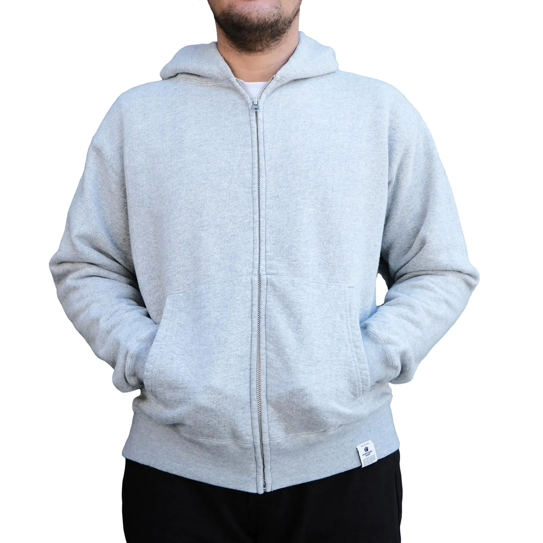 Momotaro Loopwheel Zip-up Hoodie (Gray) sold by Okayama Denim