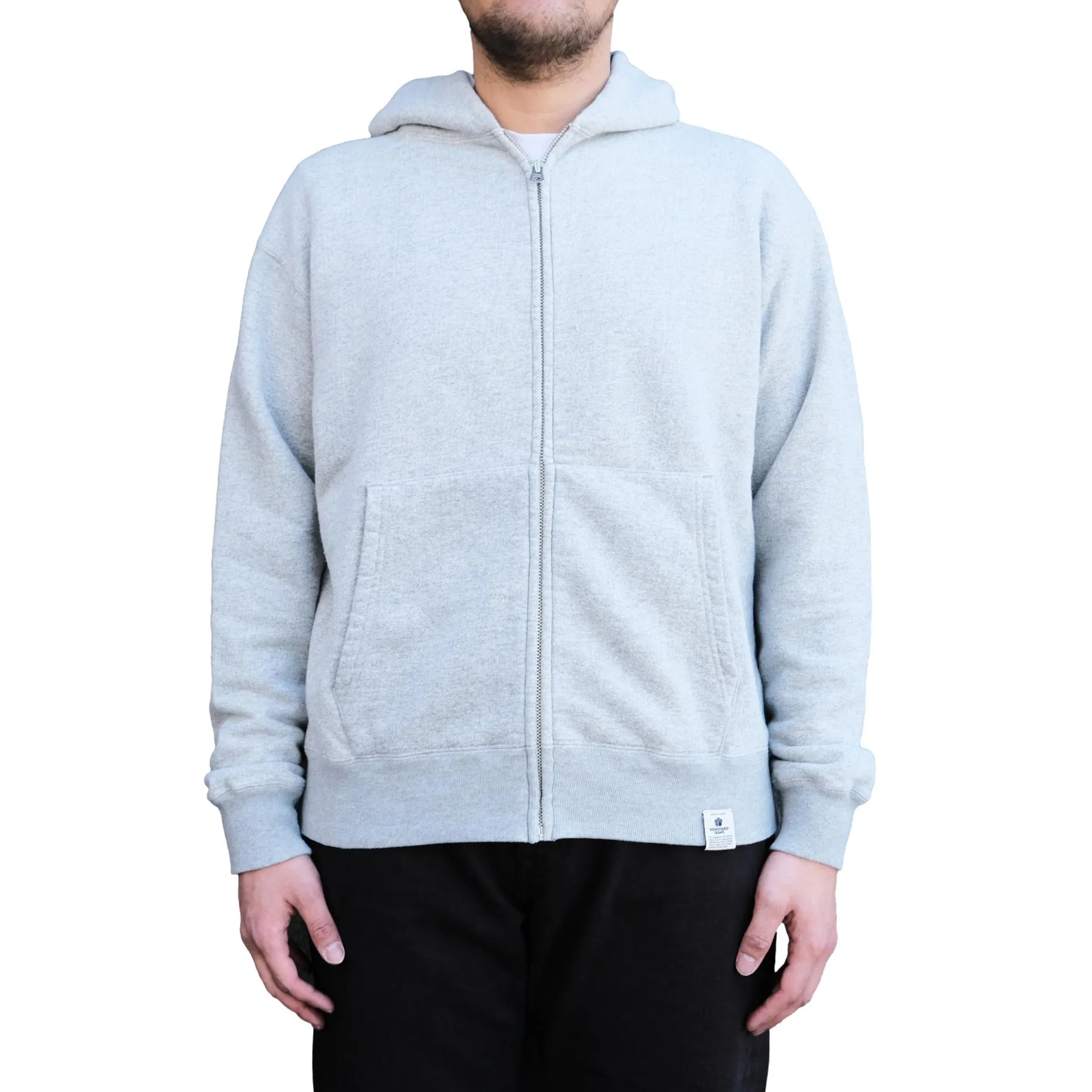Momotaro Loopwheel Zip-up Hoodie (Gray) sold by Okayama Denim product image thumbnail 2