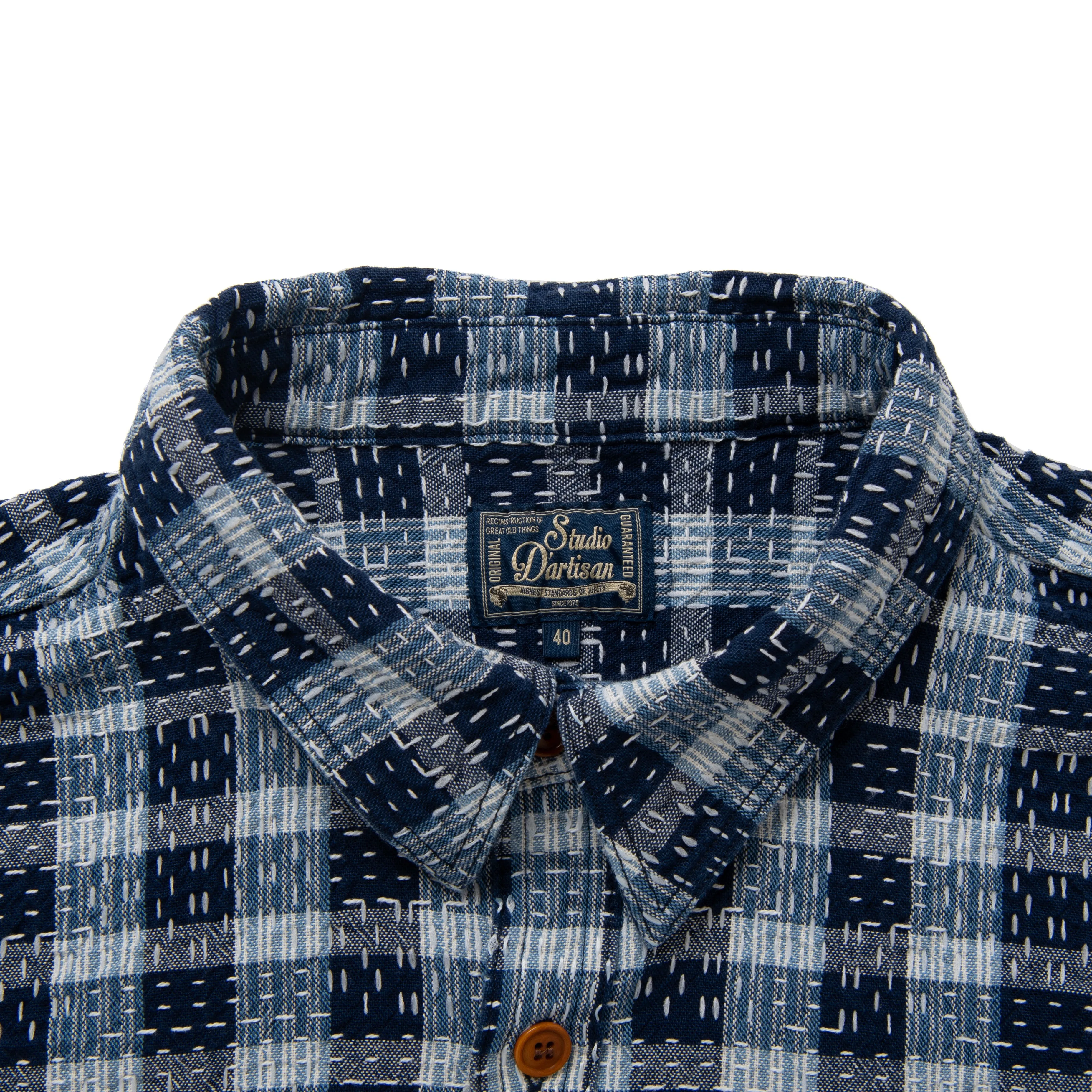 Studio D'Artisan "Indigo Noragi Sashiko" L/S Work Shirt sold by Okayama Denim product image thumbnail 5