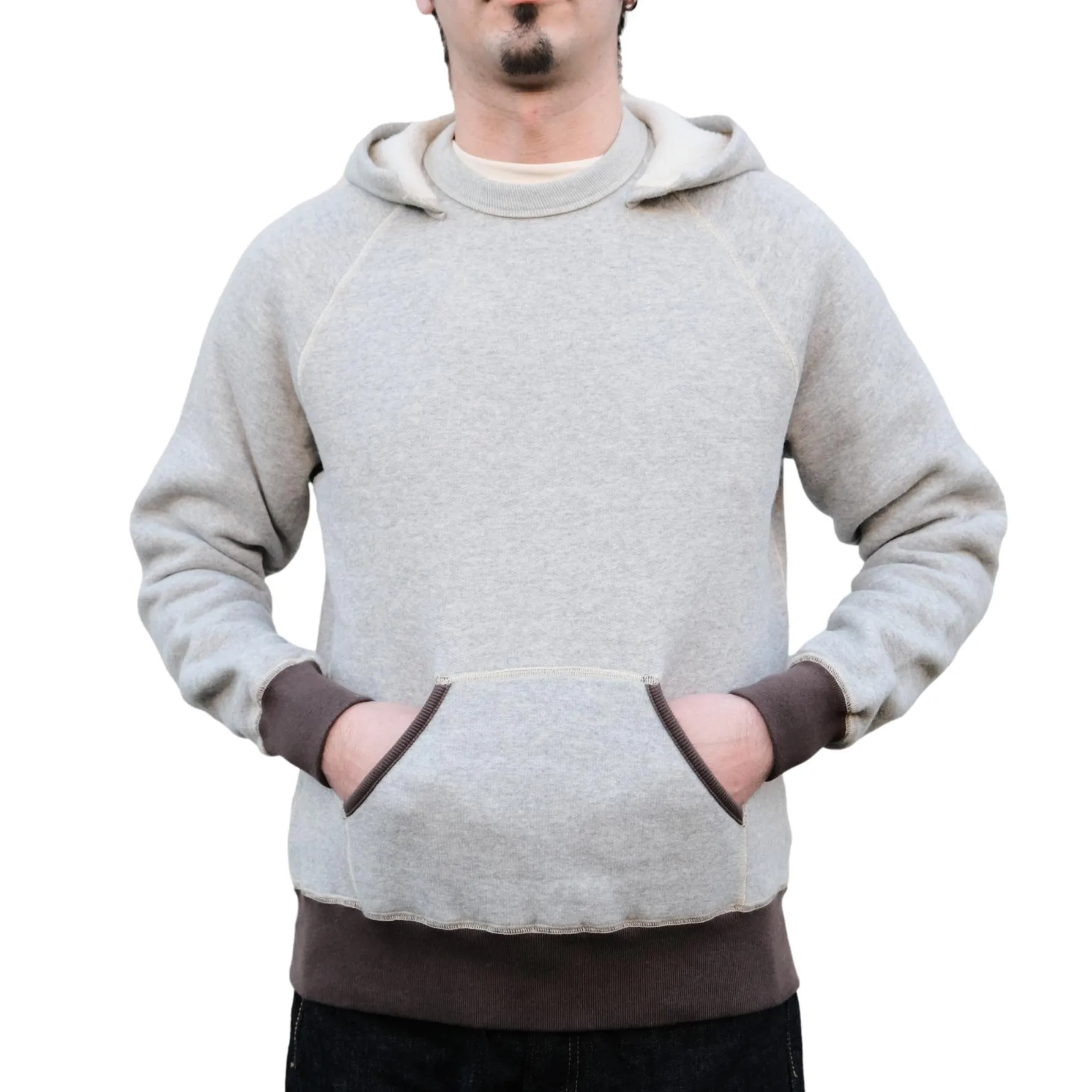 Loop & Weft Super Fluffy Knit After Hood Sweatshirt (2-tone Gray) sold by Okayama Denim