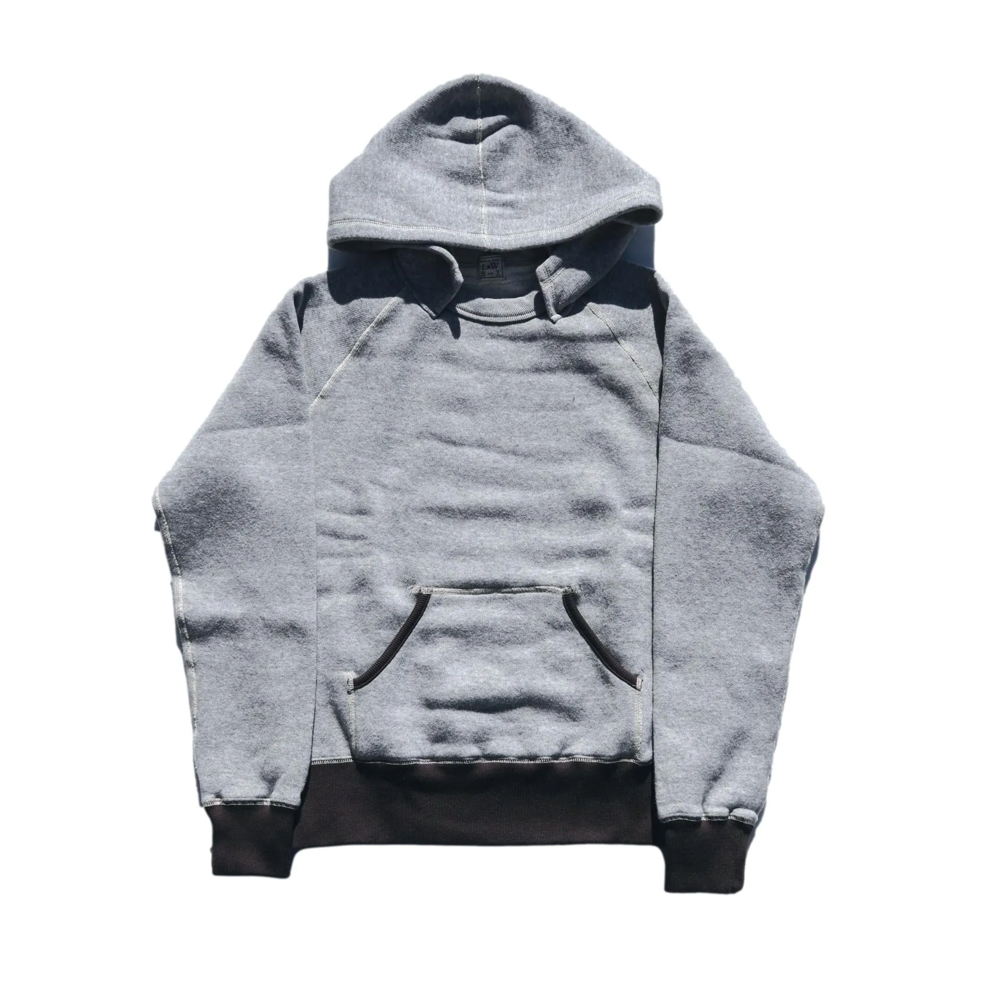 Loop & Weft Super Fluffy Knit After Hood Sweatshirt (2-tone Gray) sold by Okayama Denim product image thumbnail 4