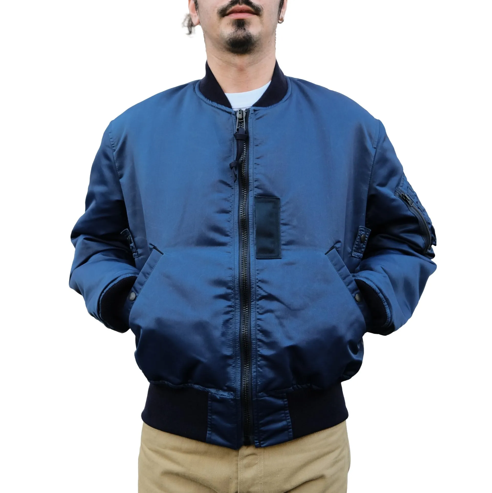 Studio D'Artisan Indigo MA-1 Flight Jacket sold by Okayama Denim