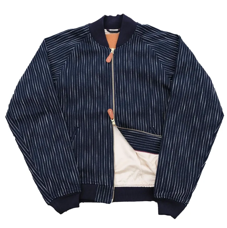 OD+SDA "Ame” Sashiko Selvedge Bomber Jacket made by Okayama Denim