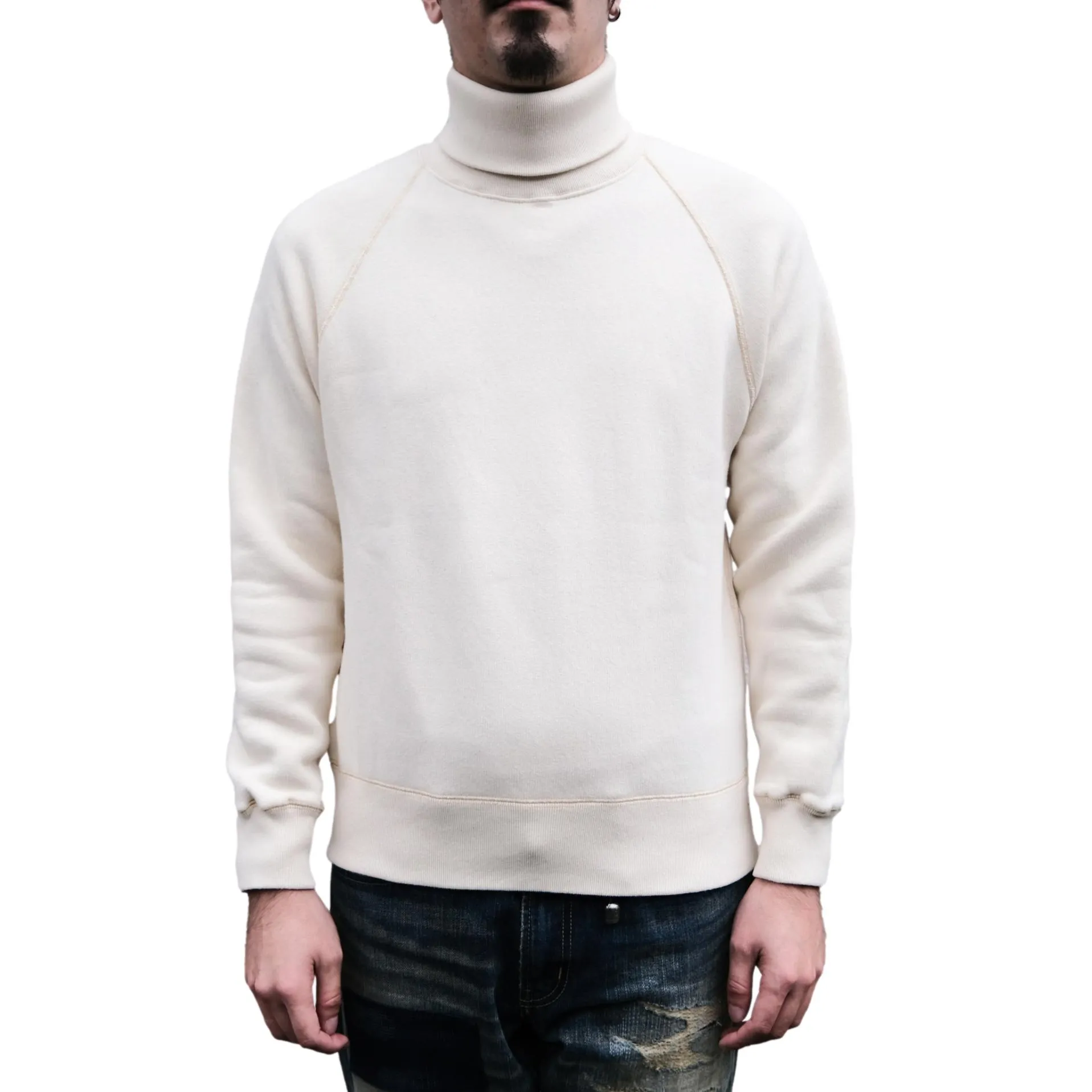 Loop & Weft Super Fluffy Knit Turtleneck Sweatshirt (Ivory) sold by Okayama Denim