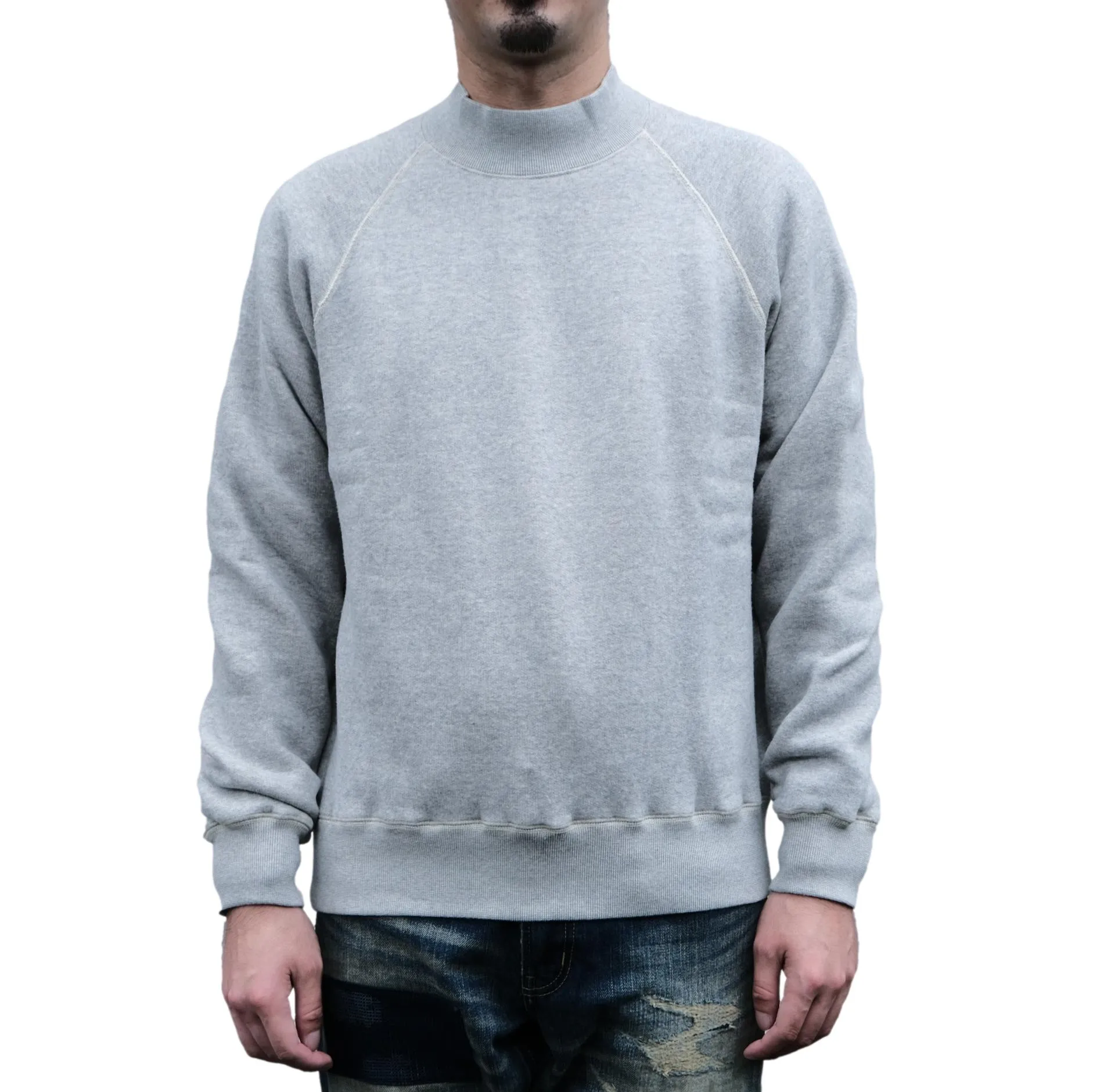 Loop & Weft Super Fluffy Knit Mock Neck Sweatshirt (Gray) sold by Okayama Denim