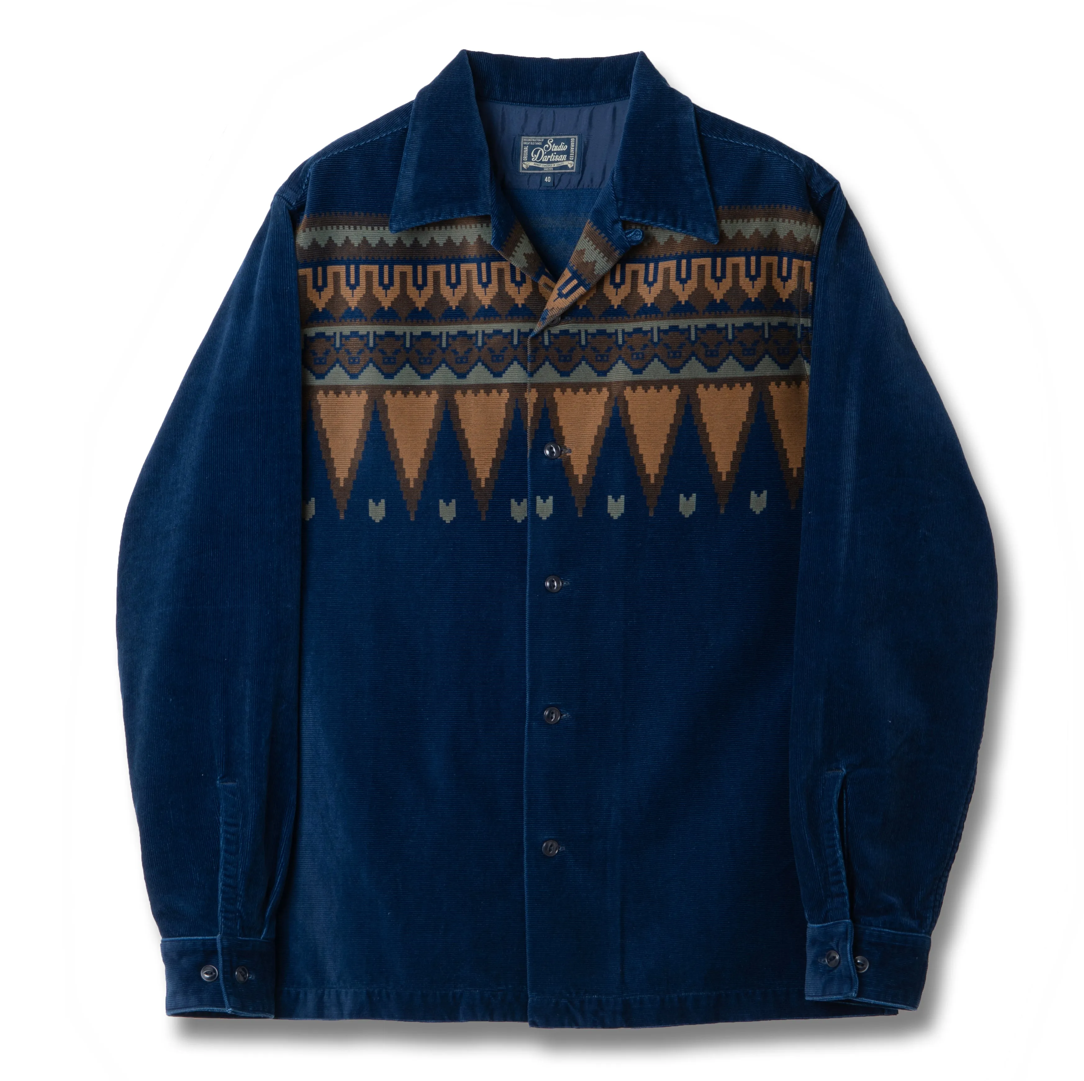 Studio D'Artisan Indigo Native Corduroy Shirt sold by Okayama Denim