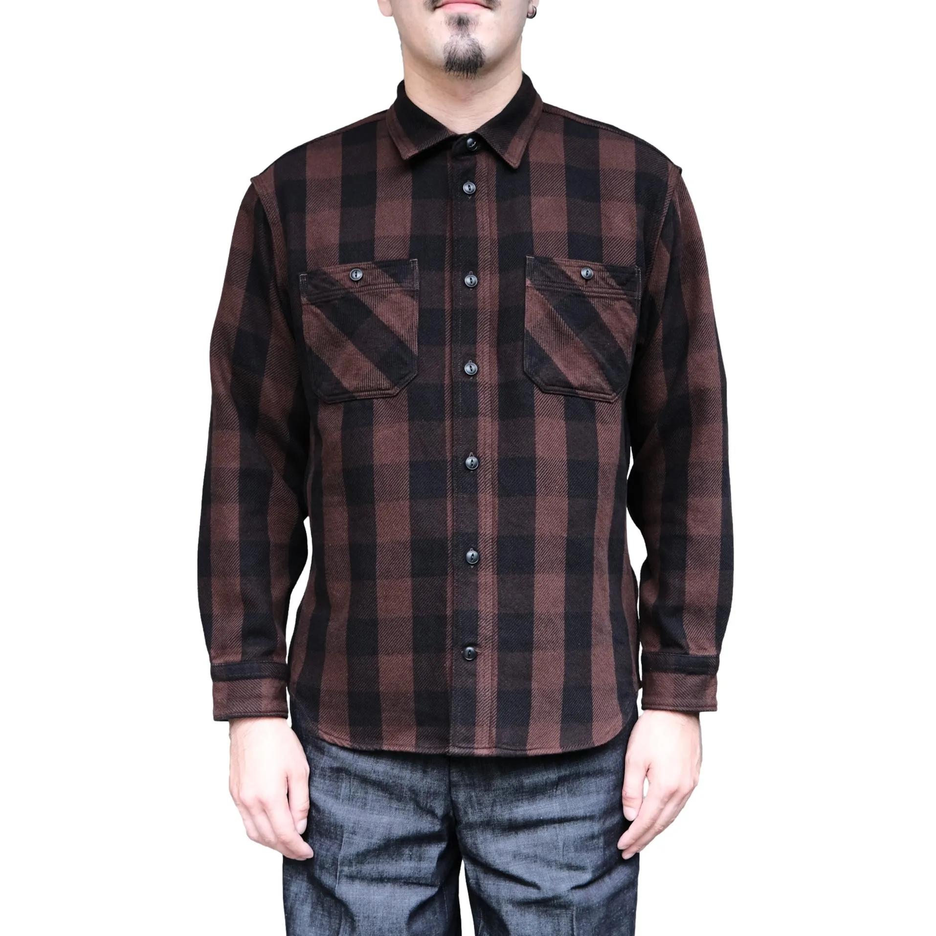Momotaro Nishiwaki Block Check Flannel Shirt sold by Okayama Denim