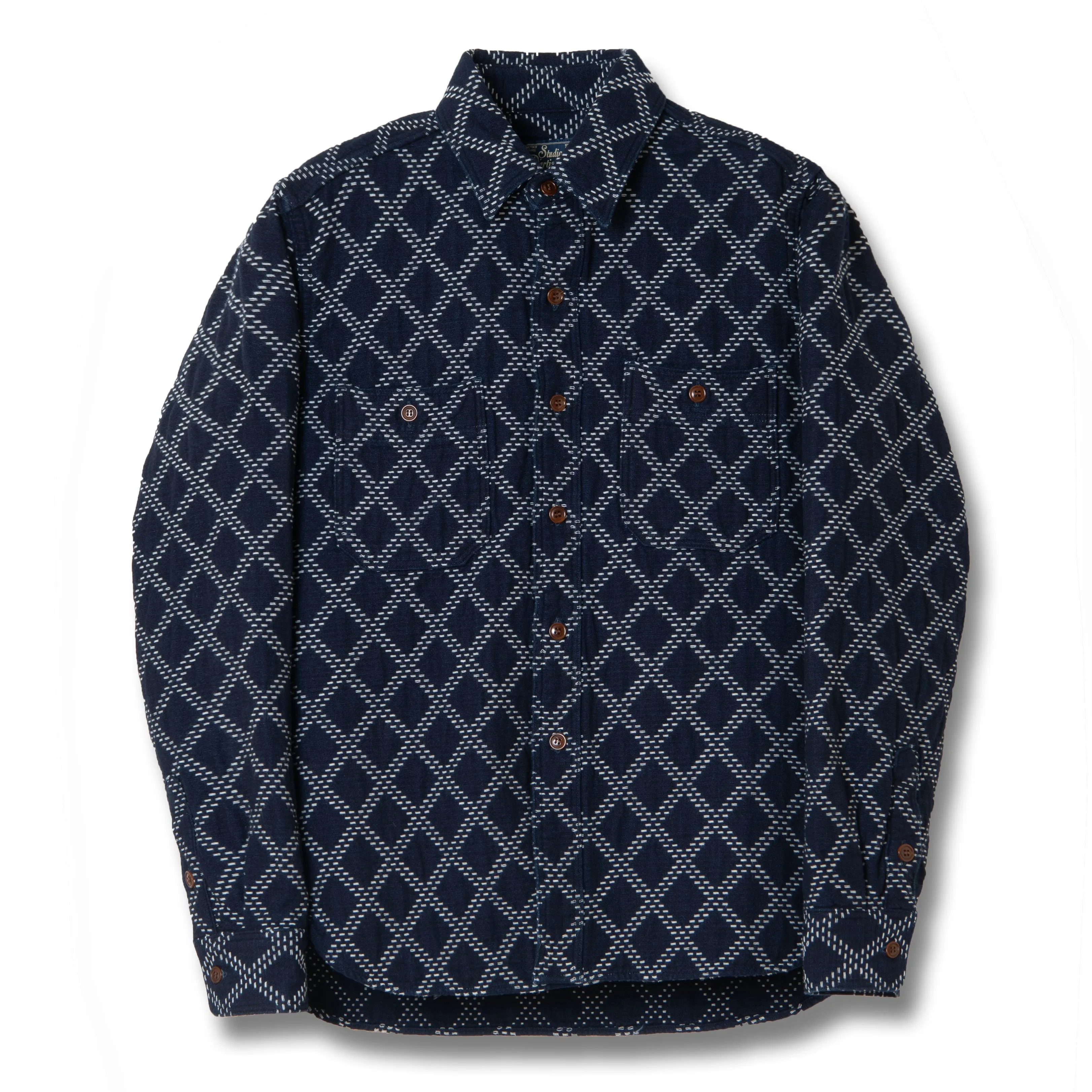 Studio D'Artisan Indigo Diamond Sashiko Shirt sold by Okayama Denim product image thumbnail 3